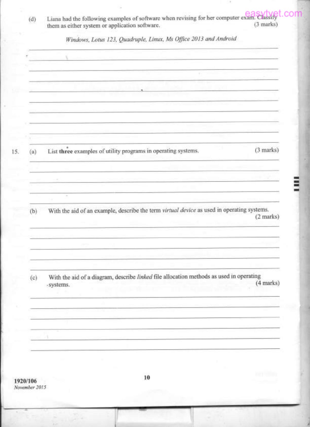 Ofperating Systems (2015) — page 10 of 12