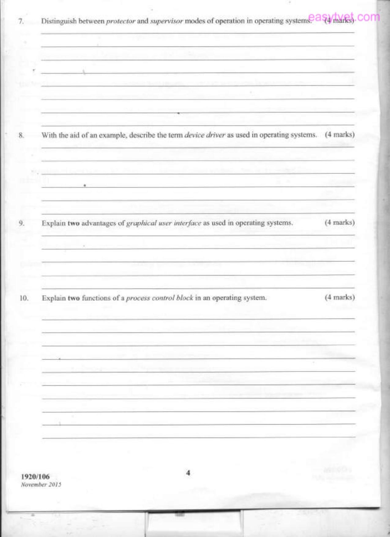 Ofperating Systems (2015) — page 4 of 12