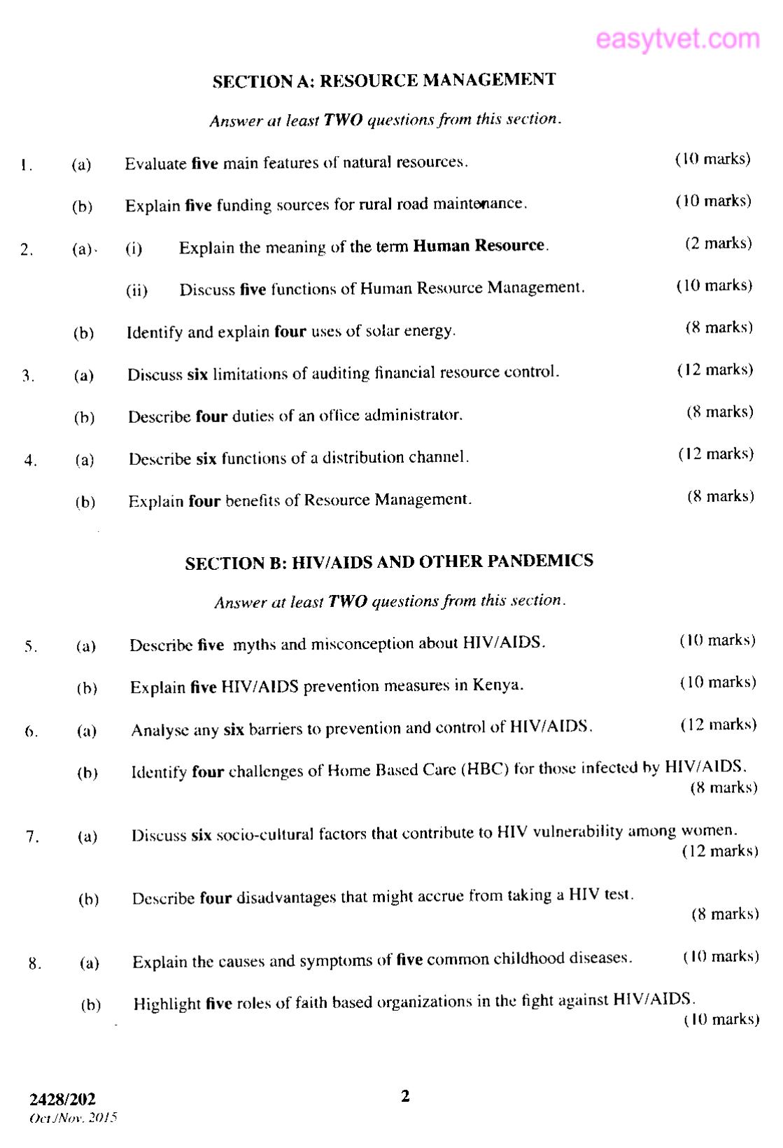 Resourct Management, Hiv/aids and Other Pandemics (2015) — page 2 of 2