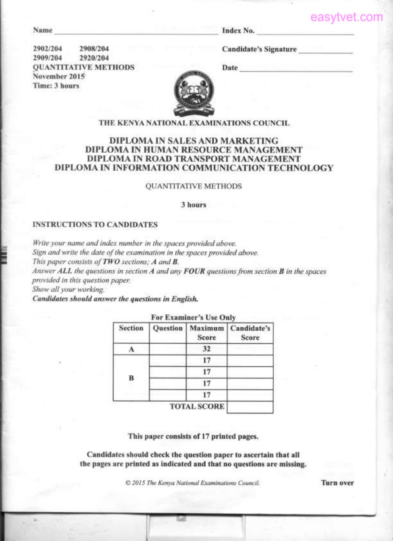 Diploma in Information Communication Technology (2015) — page 1 of 12