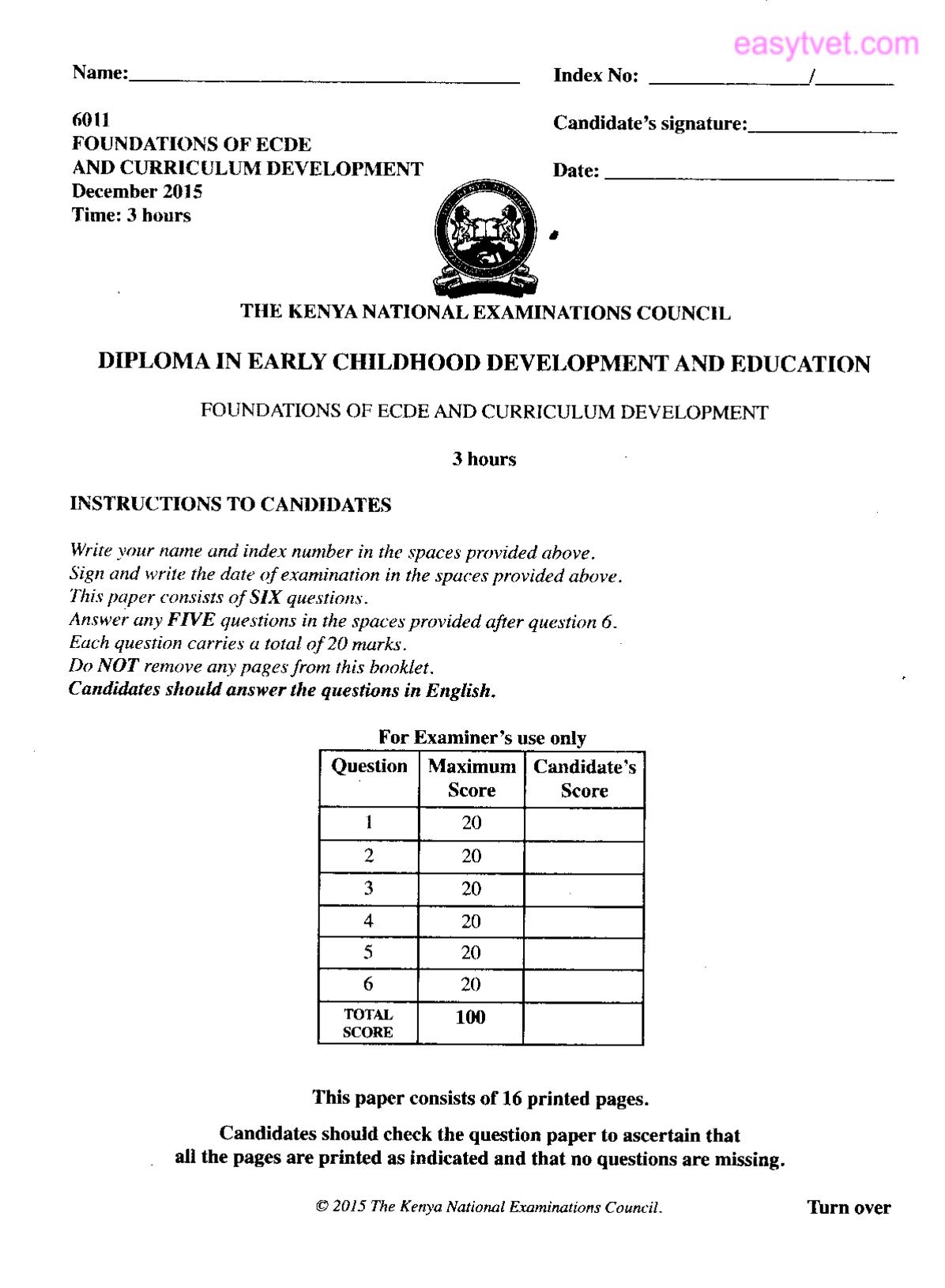 Foundations of Ecde and Curriculum Development (2015) — page 1 of 2