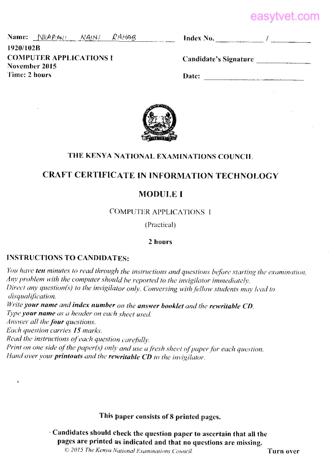 Computer Applications 1 (2015) — page 1 of 8
