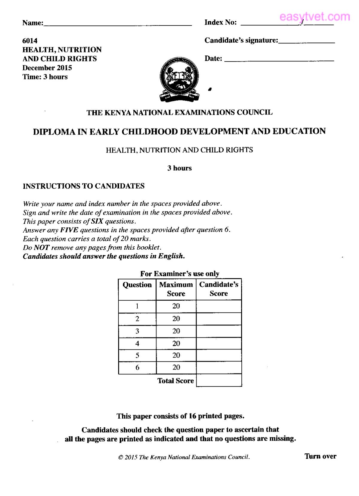 Health, Nutrition and Child Rights (2015) — page 1 of 3