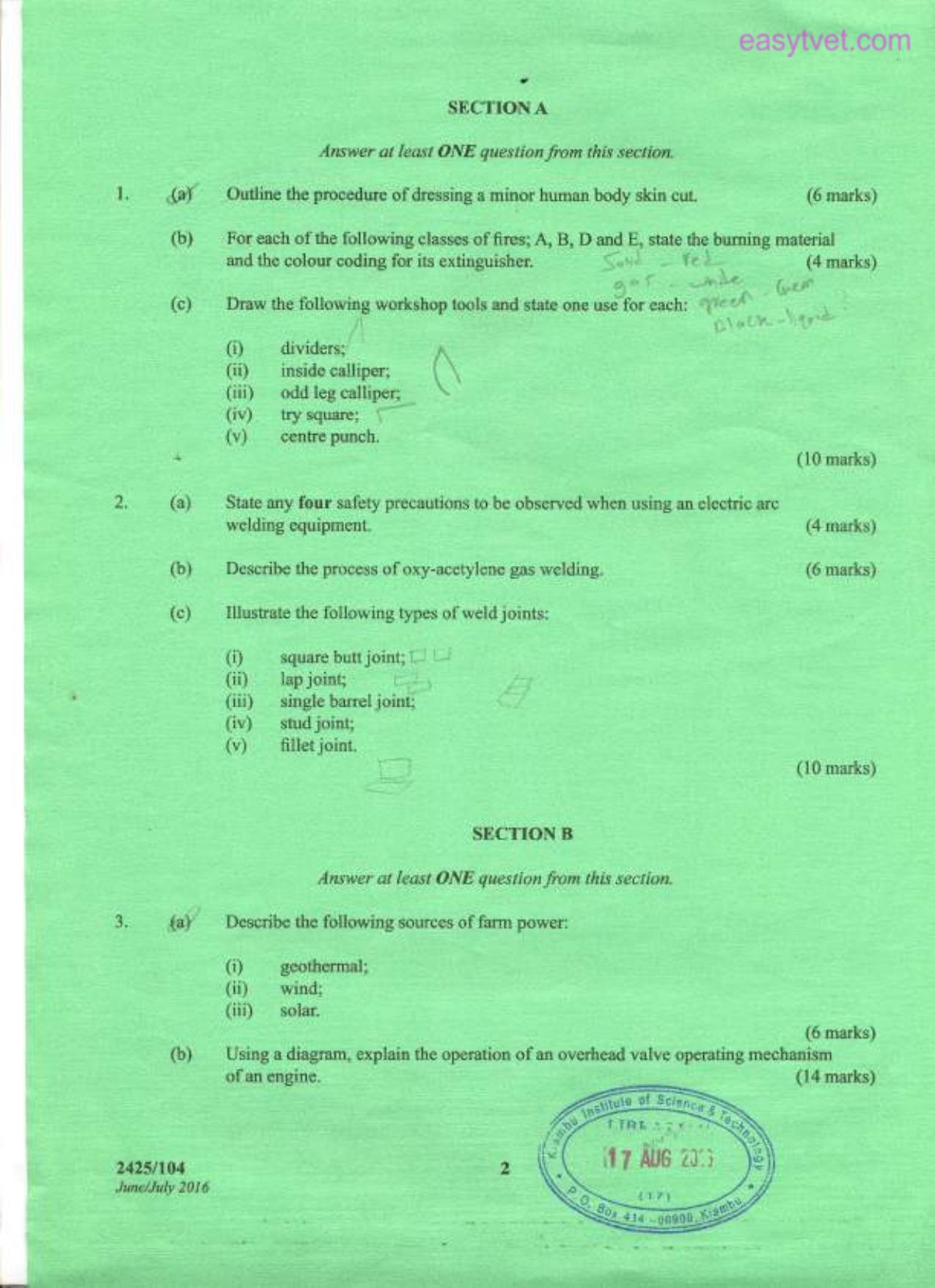 Agricultural Engineering I (2016) — page 2 of 3