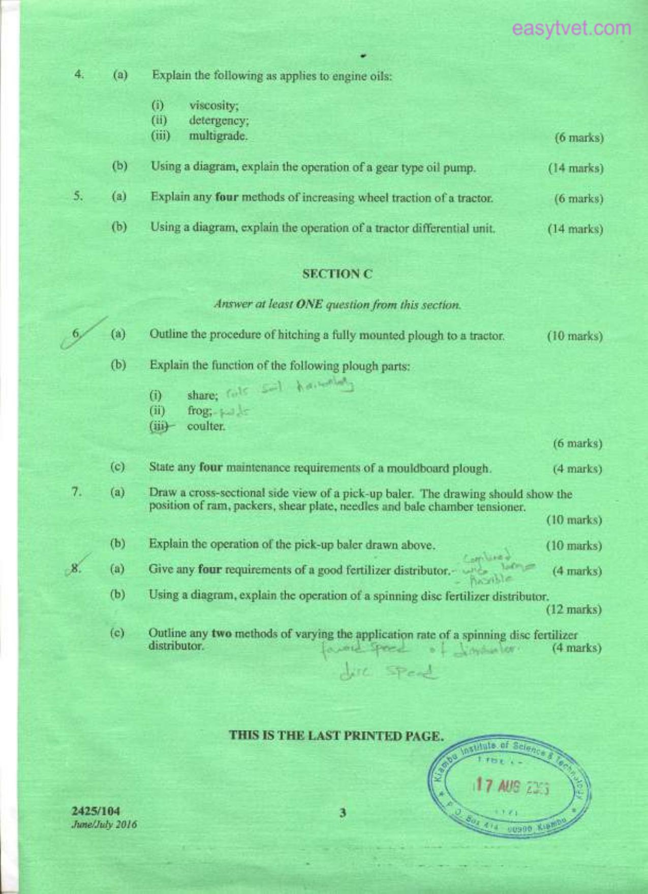 Agricultural Engineering I (2016) — page 3 of 3