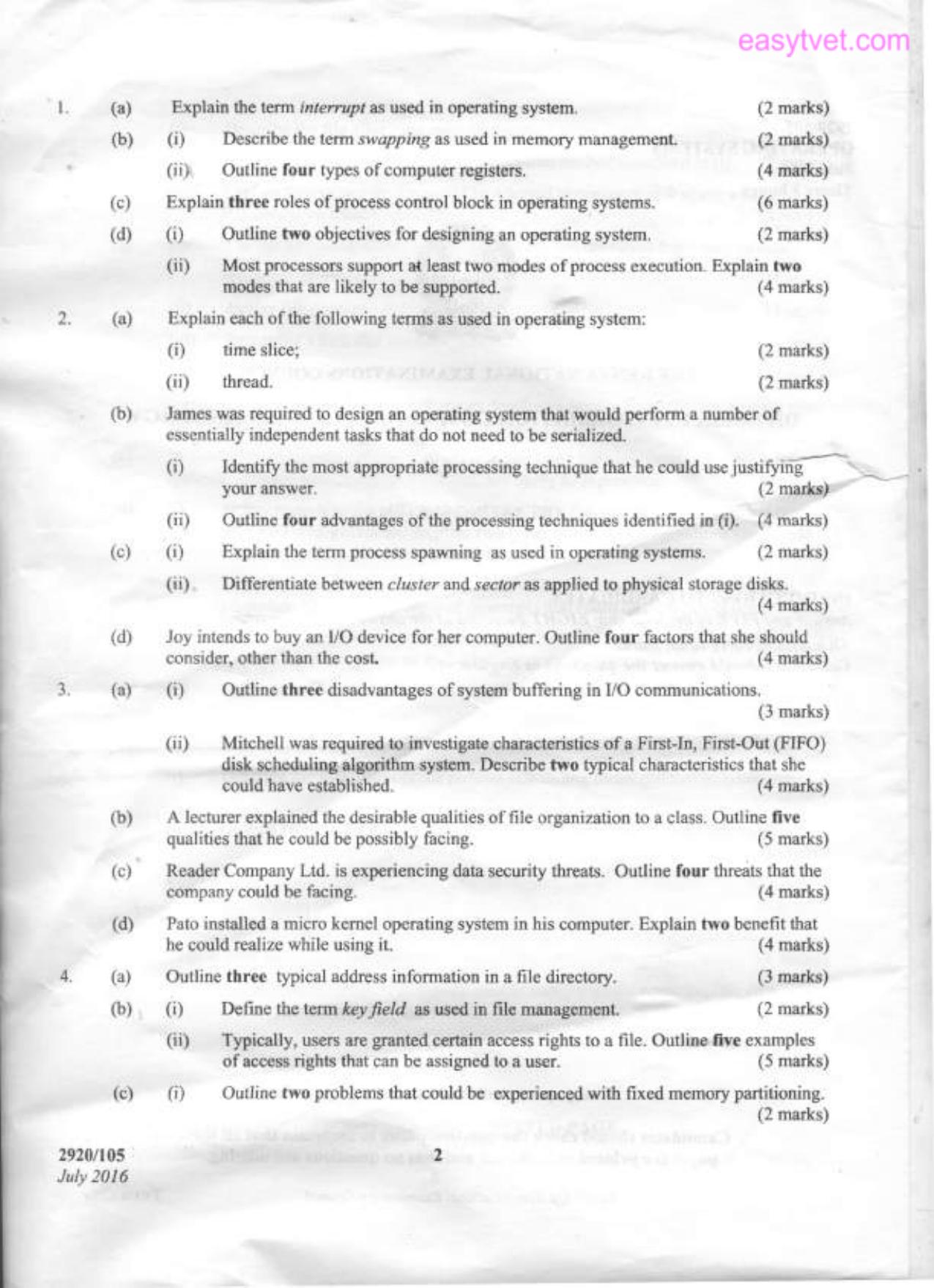 Operating Systems (2016) — page 2 of 4