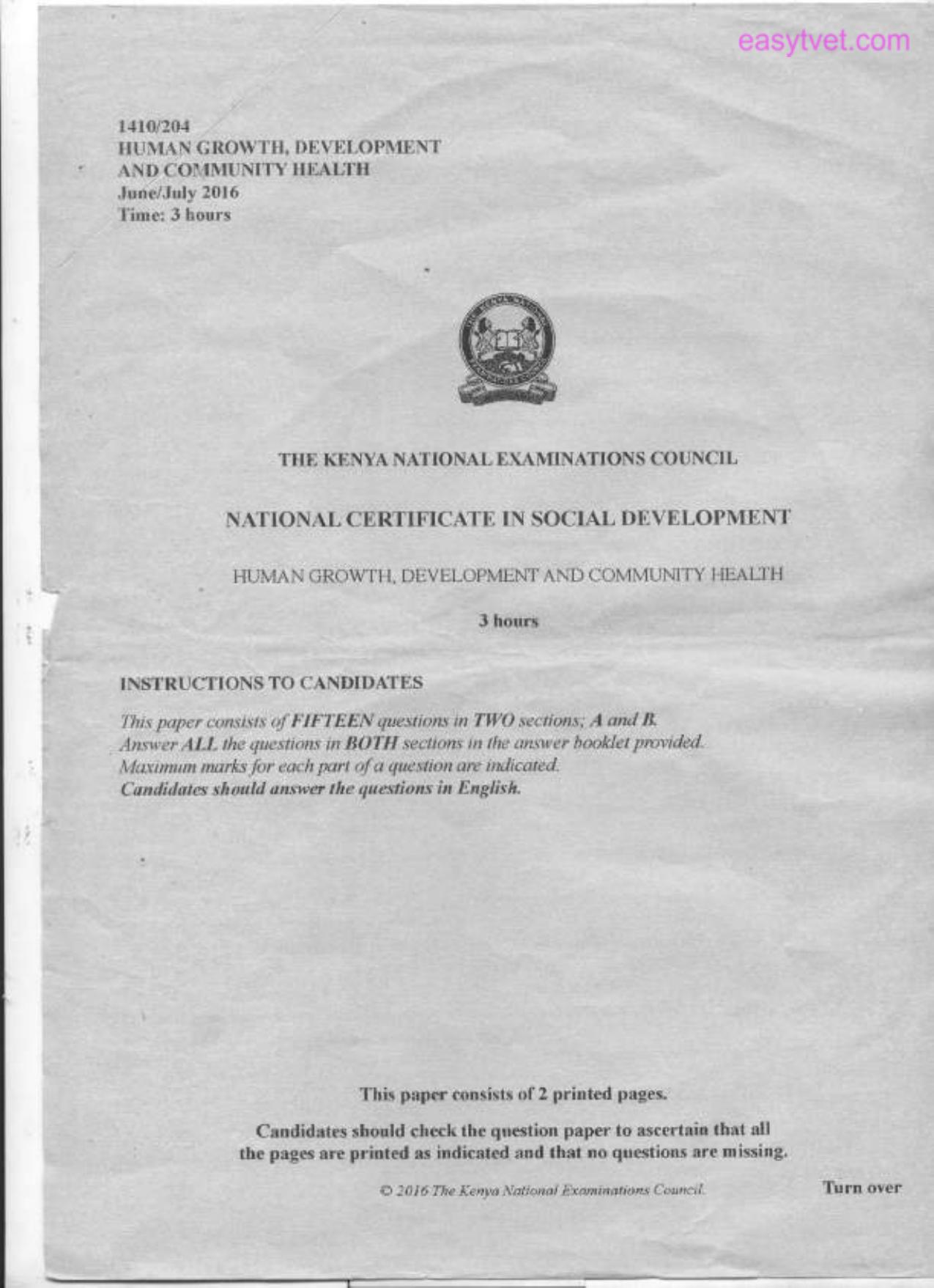 Human Growth, Development and Community Health (2006) — page 1 of 2