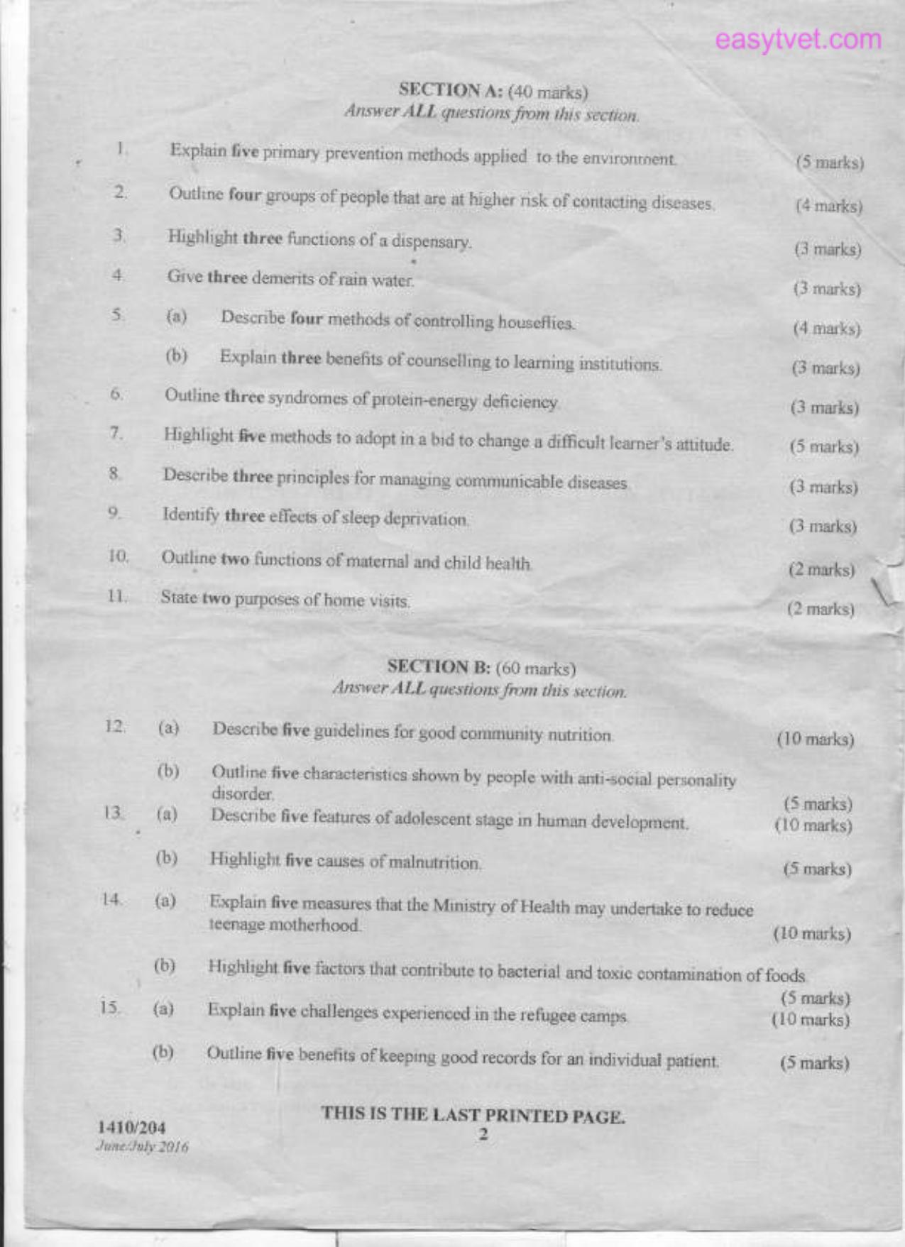 Human Growth, Development and Community Health (2006) — page 2 of 2