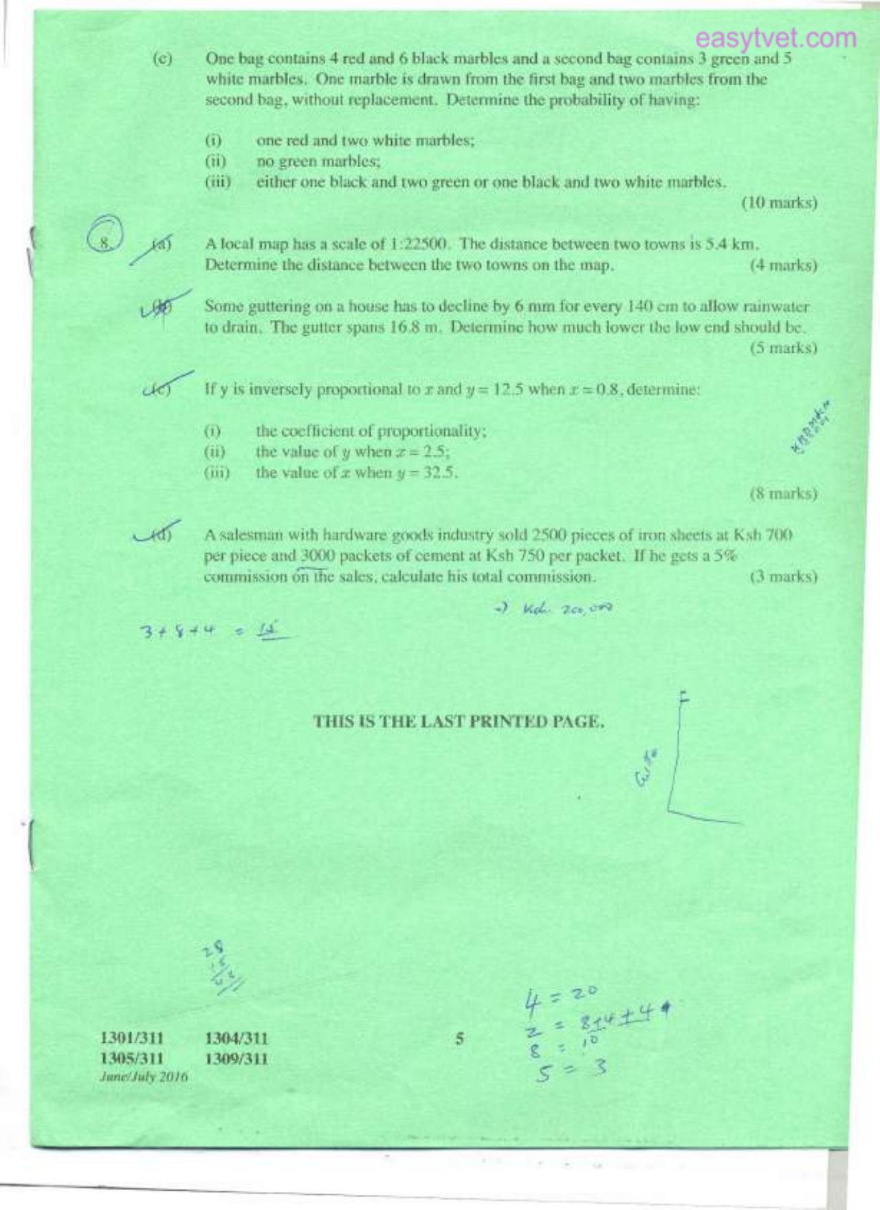 Mathematics (2016) — page 5 of 5