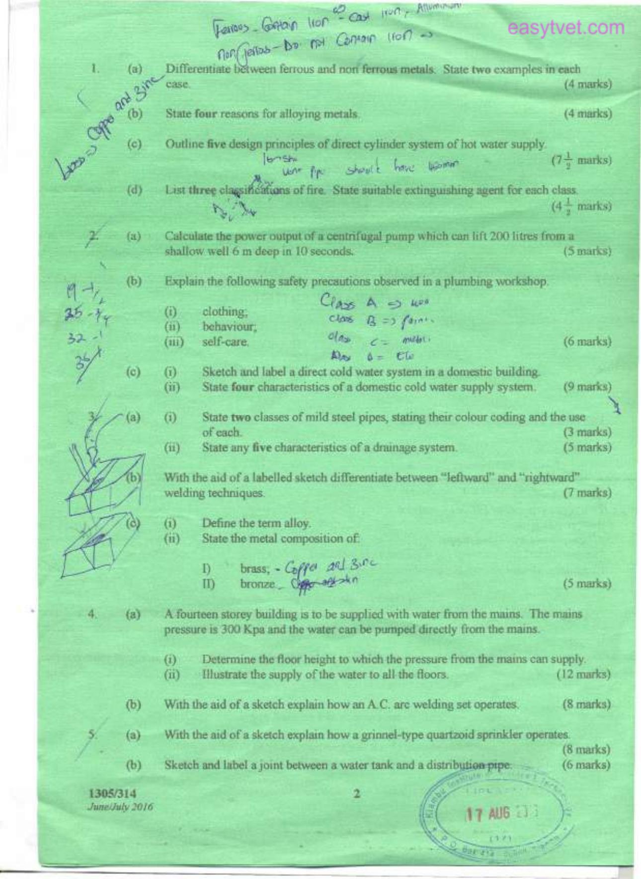 Plumbing Craft Certificate (2016) — page 2 of 4