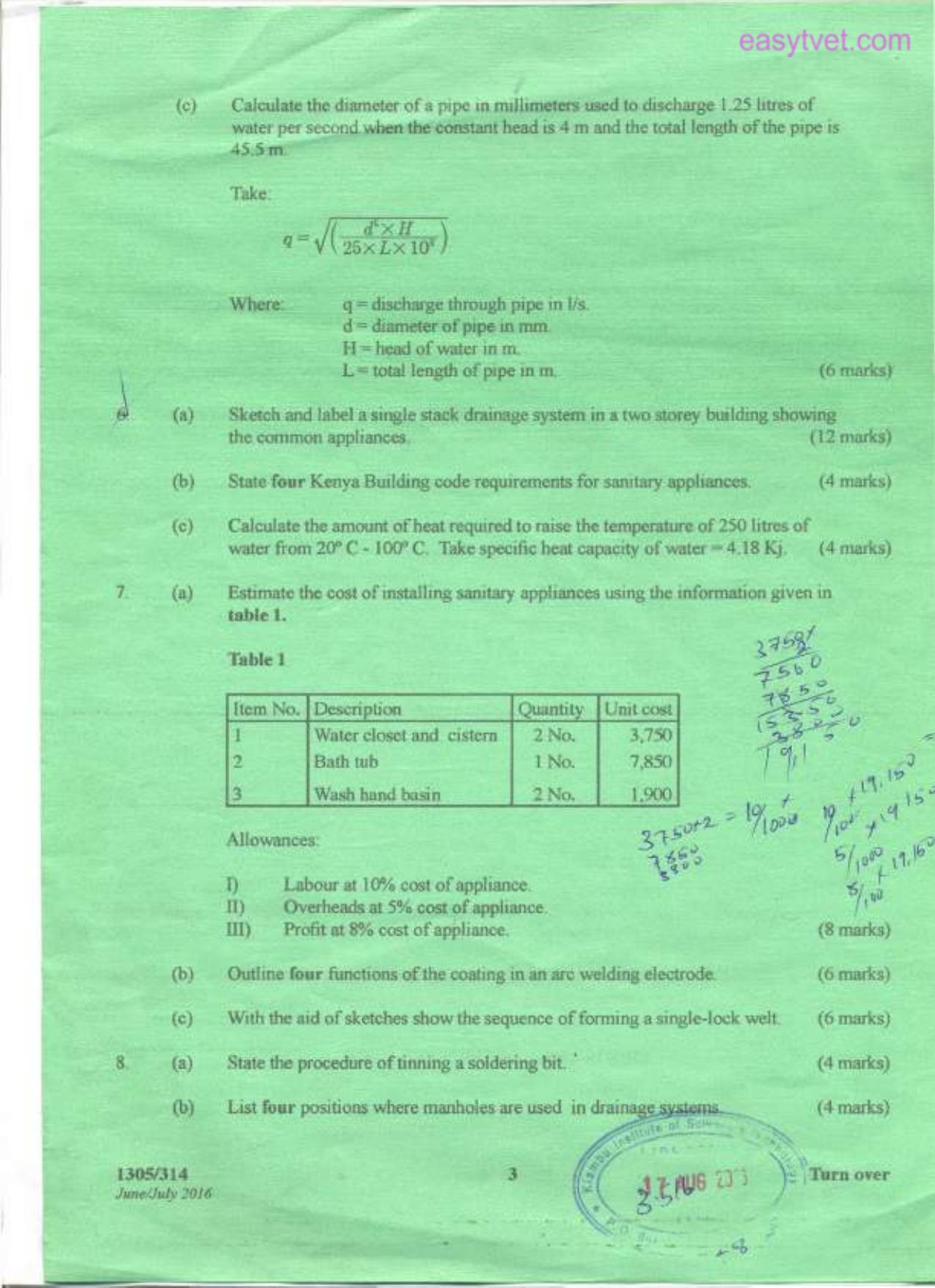 Plumbing Craft Certificate (2016) — page 3 of 4