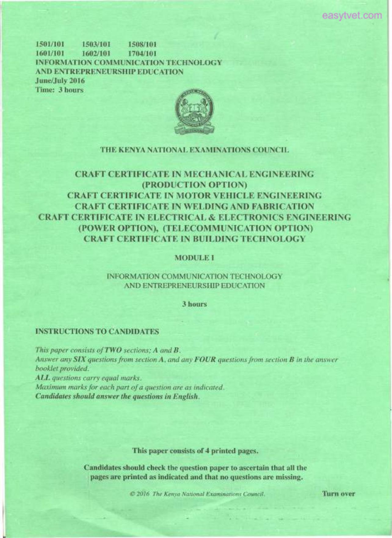 Information Communication Technology (2006) — page 1 of 4