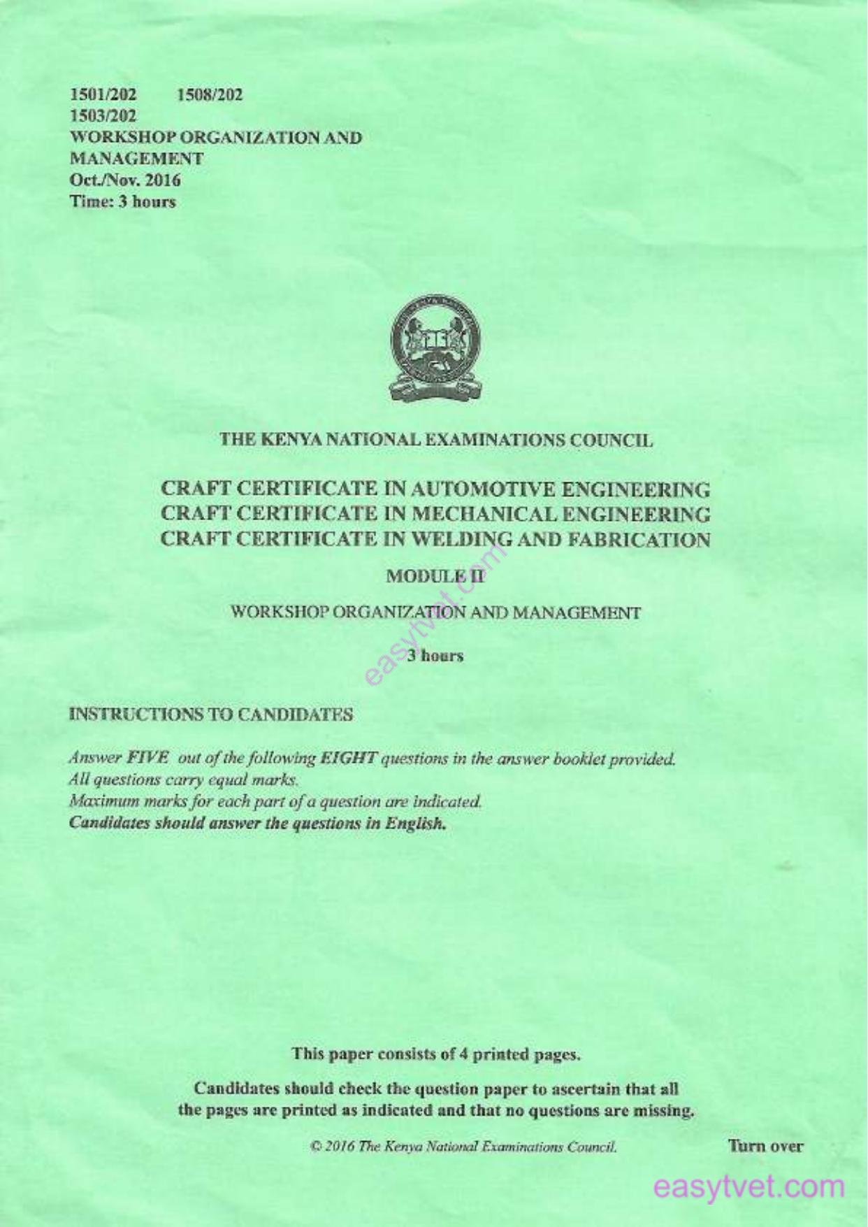 Craft Certificate in Mechanical Engineering (2016) — page 1 of 4