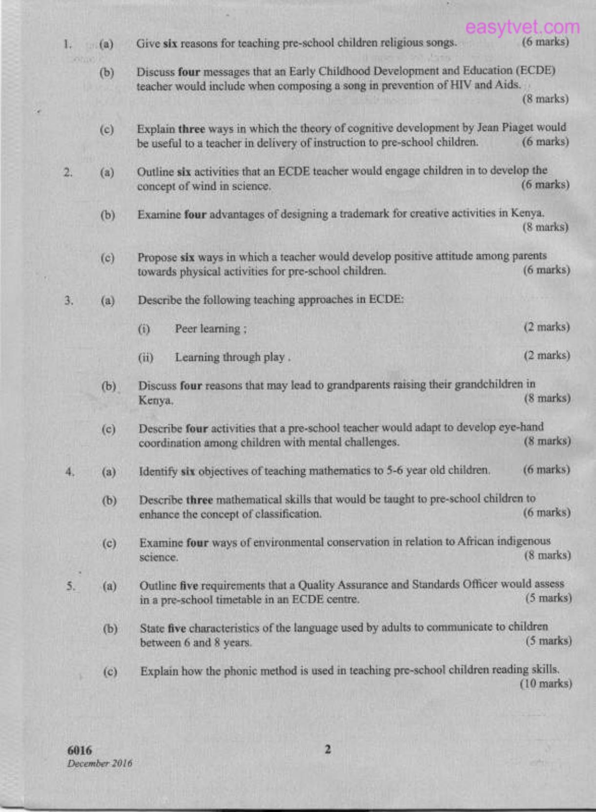 Methodology and Curriculum Activity Areas (2016) — page 2 of 3