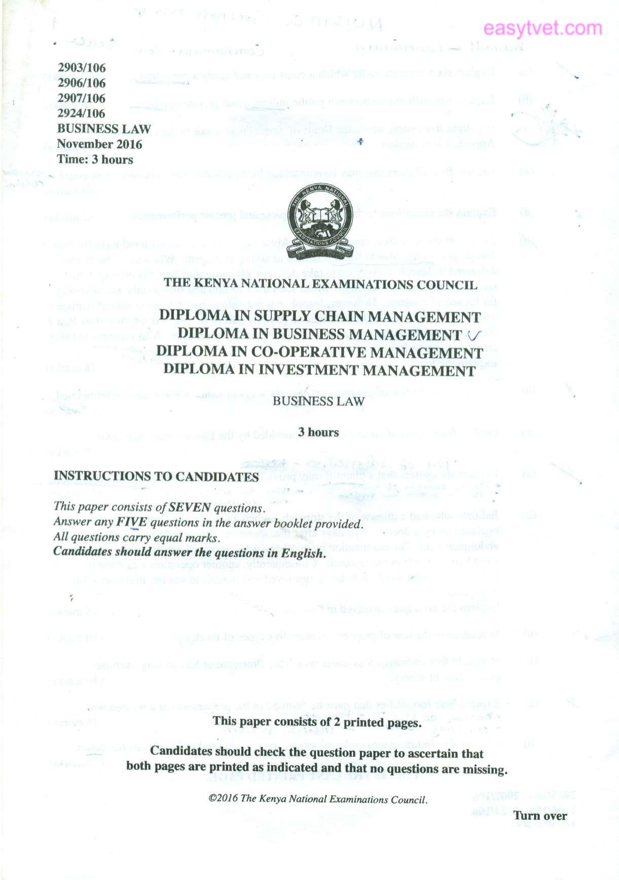 Business Law 2 (2016) — page 1 of 2