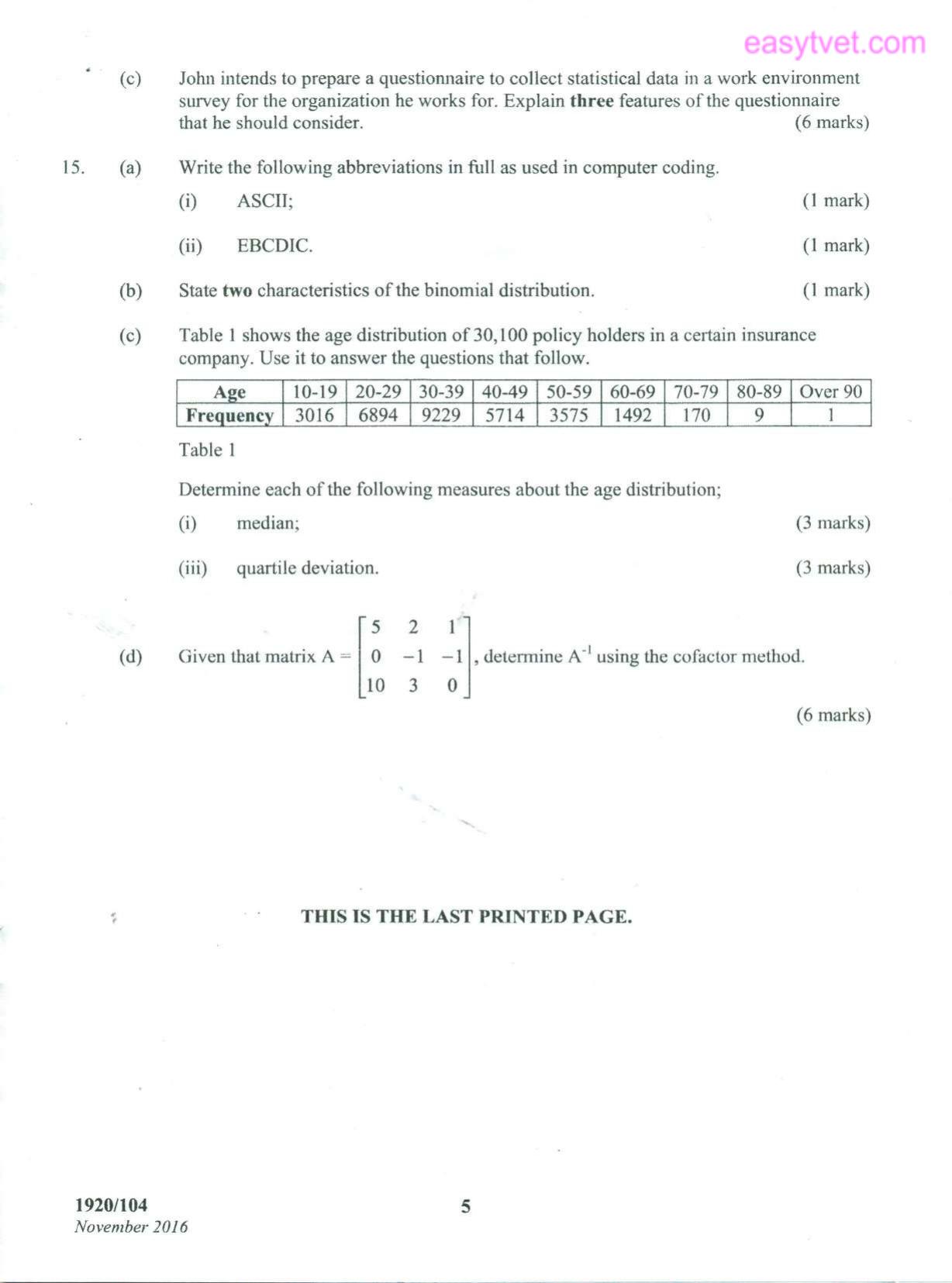 Mathematics (2016) — page 5 of 5