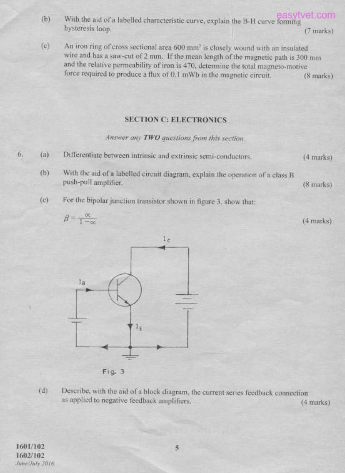 Applied Science, Electrical Principles and Electronics (2016) — page 5 of 6