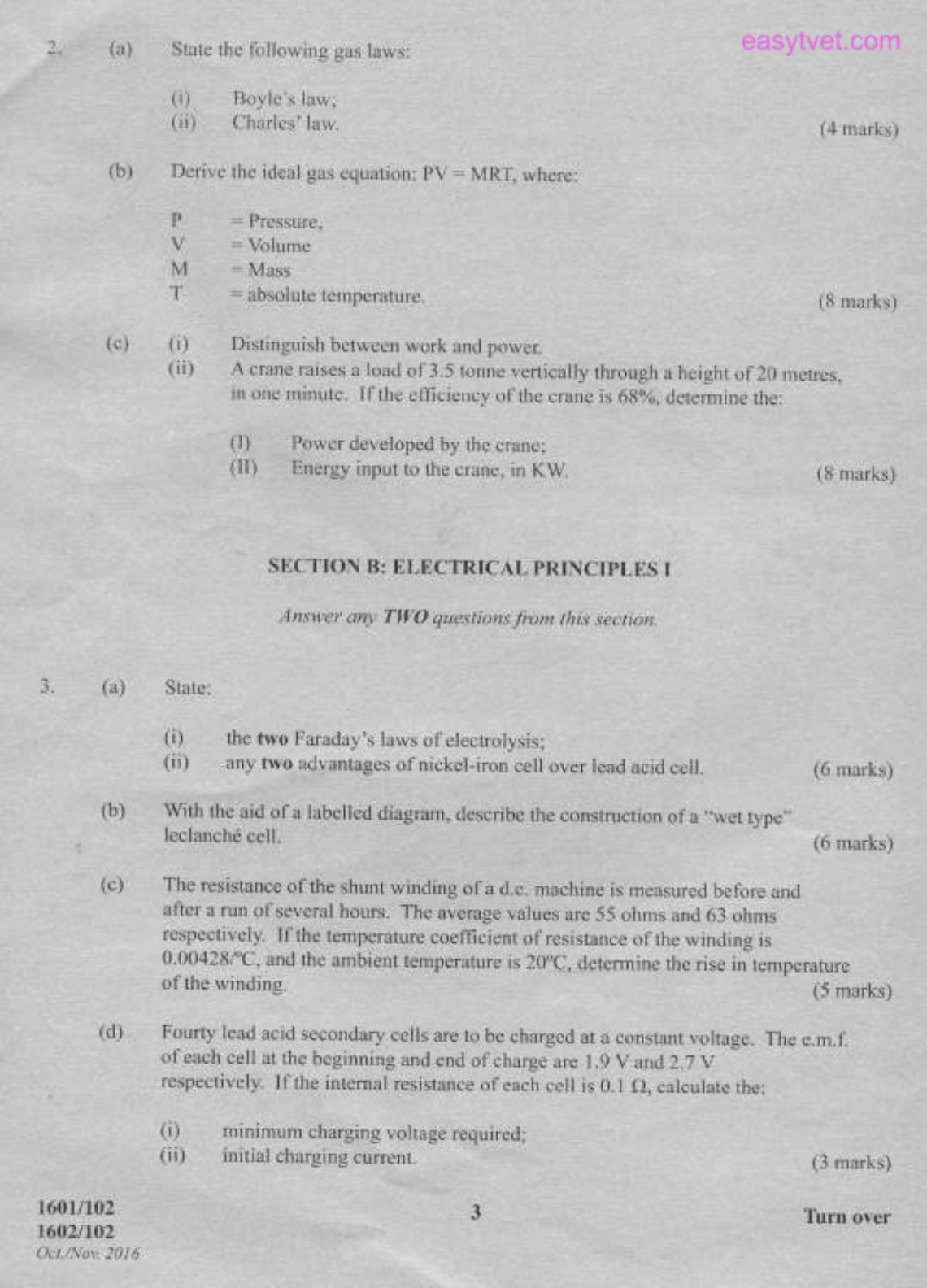 Applied Science, Electrical Principles and Electronics (2016) — page 3 of 6