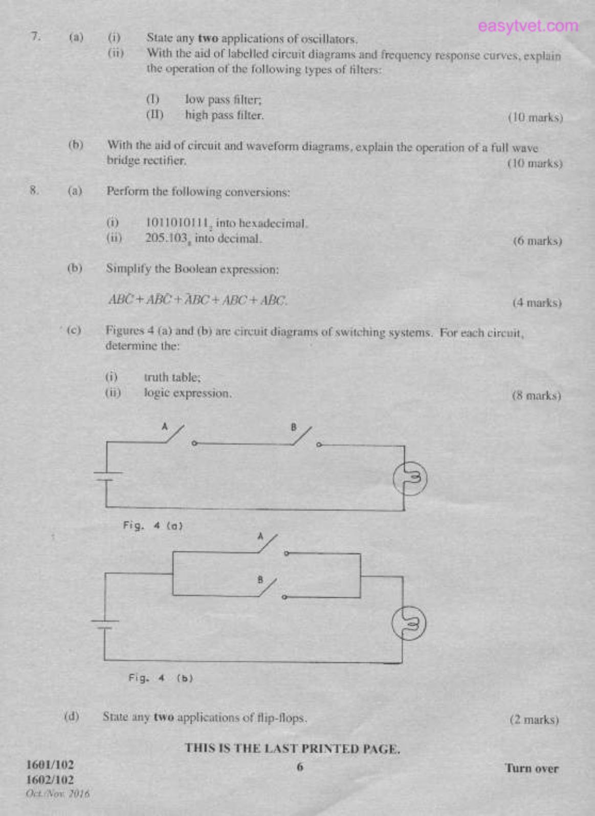 Applied Science, Electrical Principles and Electronics (2016) — page 6 of 6