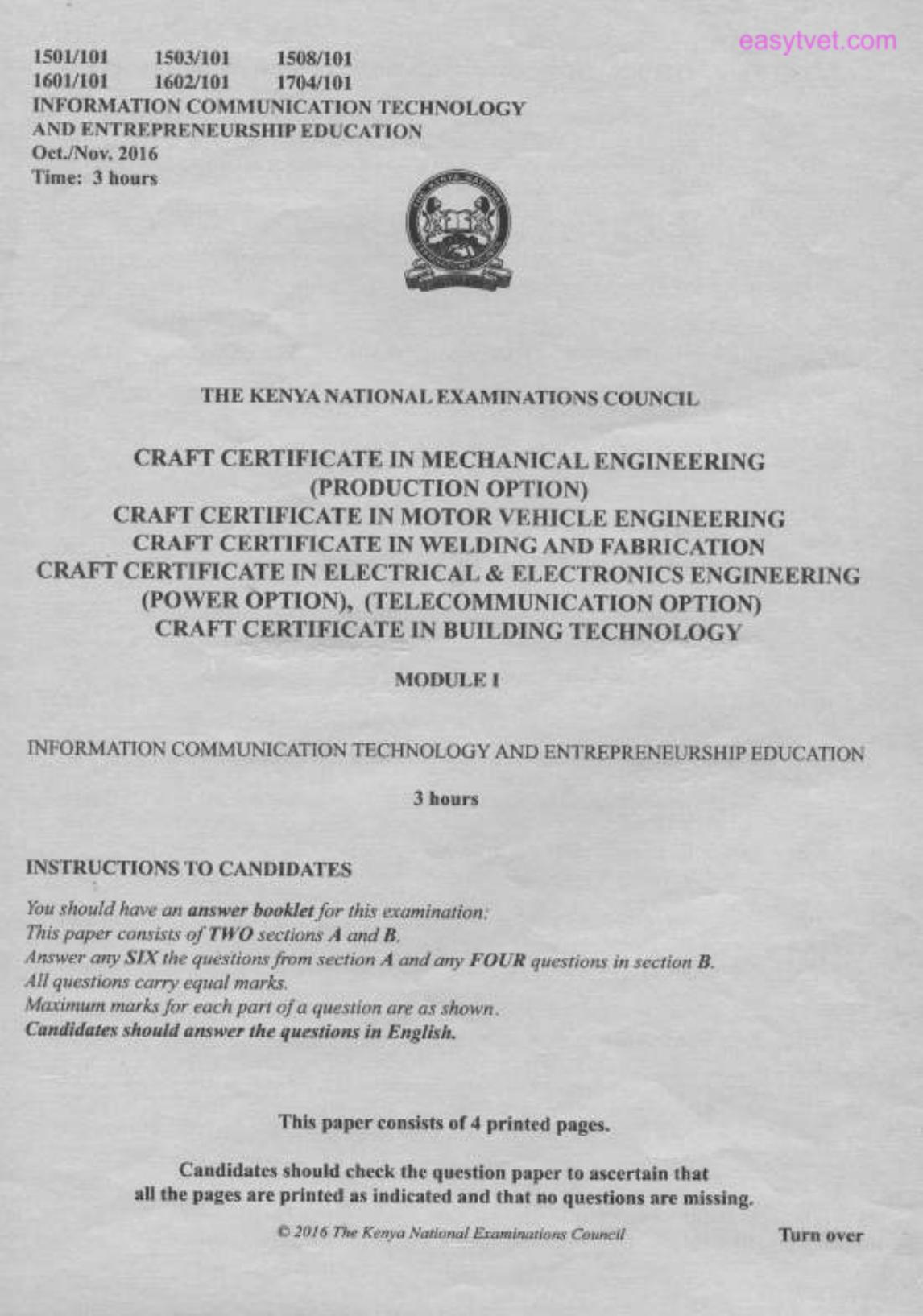 Information Communication Technology and Entrepreneurship Education (2016) — page 1 of 4