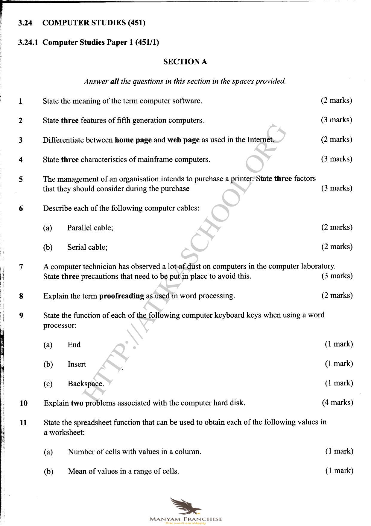 3.24 Computer Studies (451 — page 1 of 3
