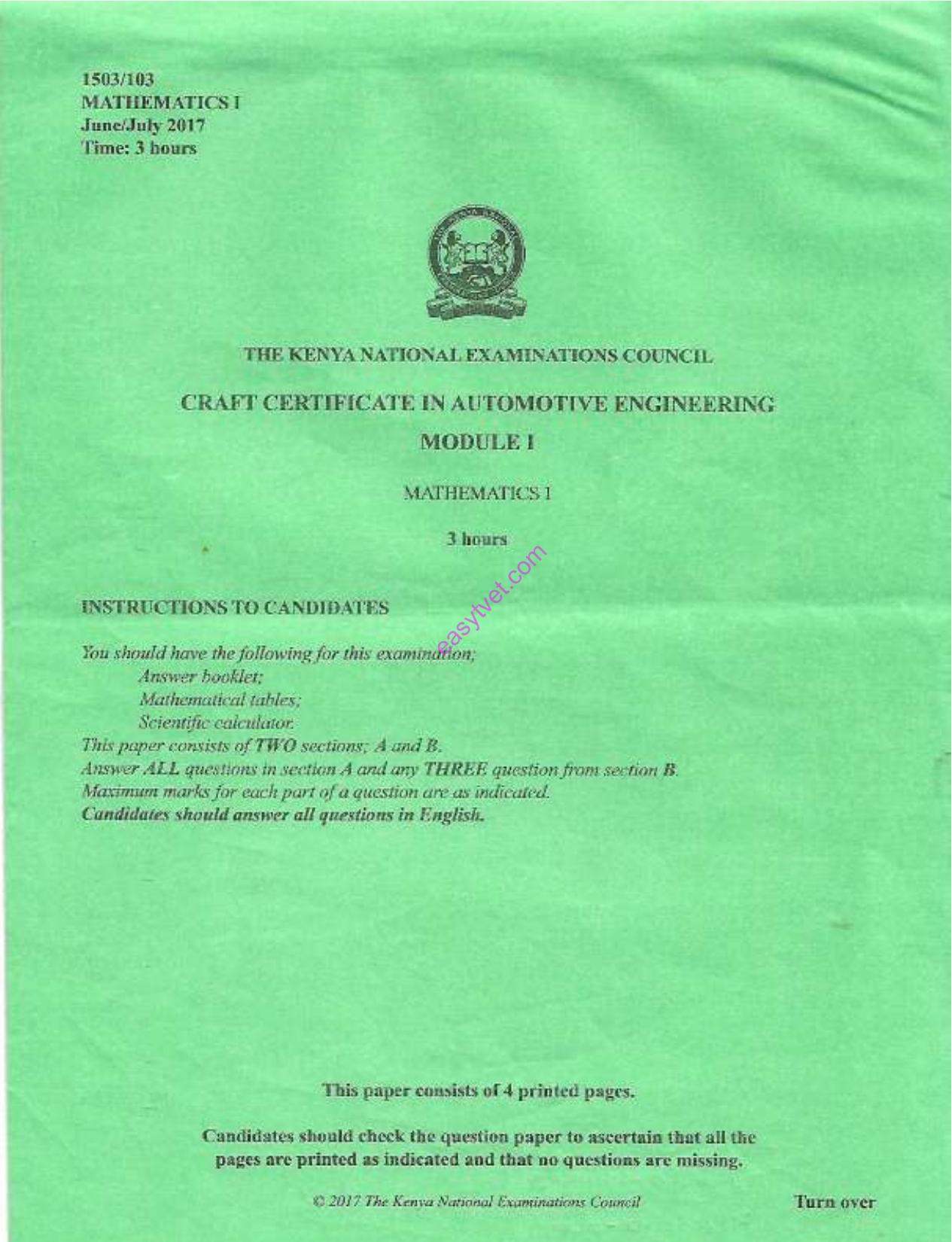 Mathematics (2007) — page 1 of 4