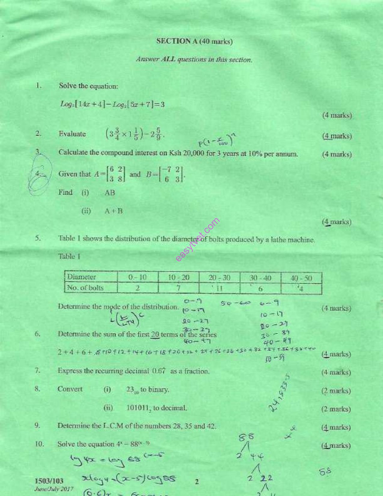 Mathematics (2007) — page 2 of 4