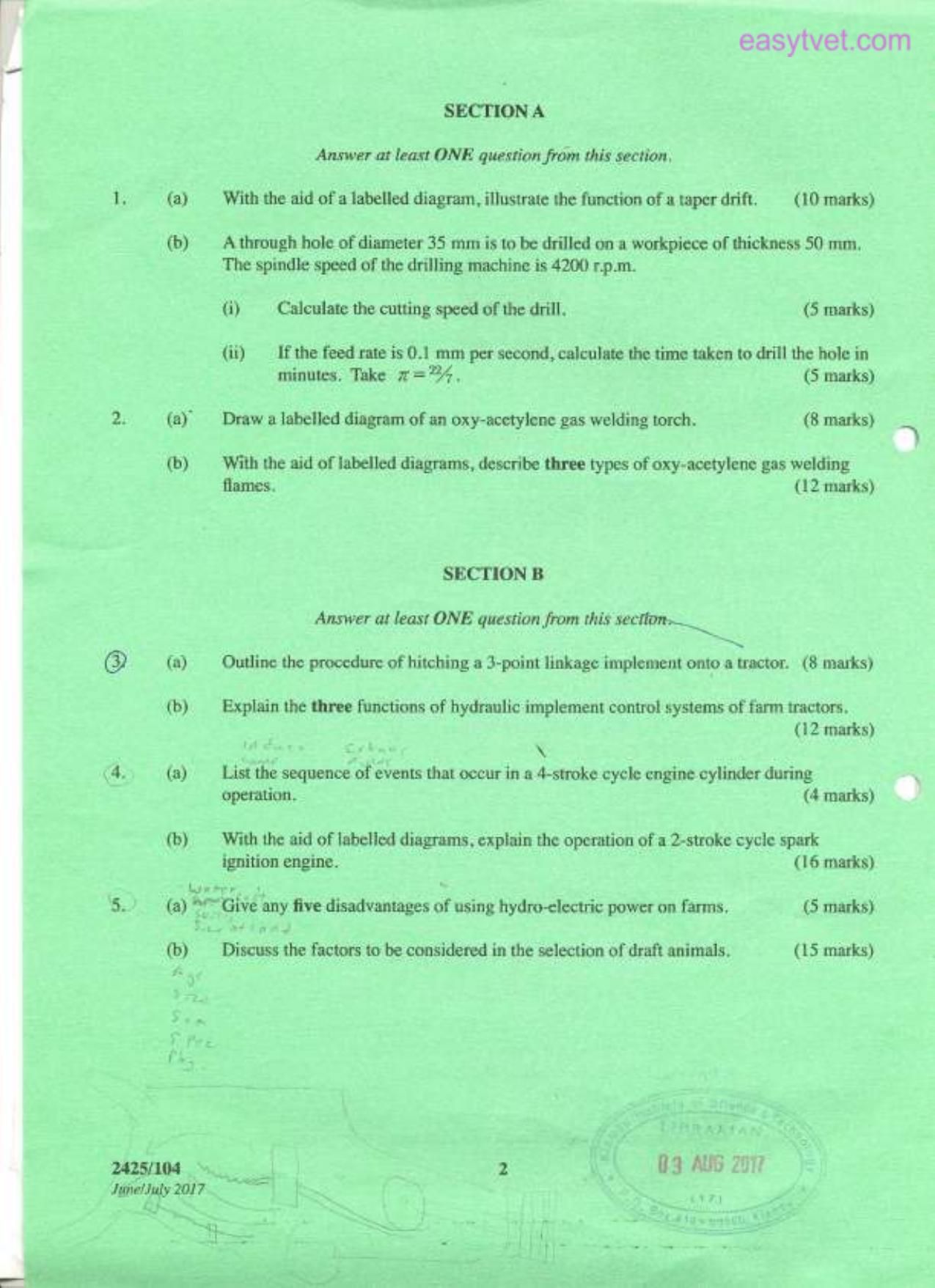 Agricultural Engineering I (2017) — page 2 of 3