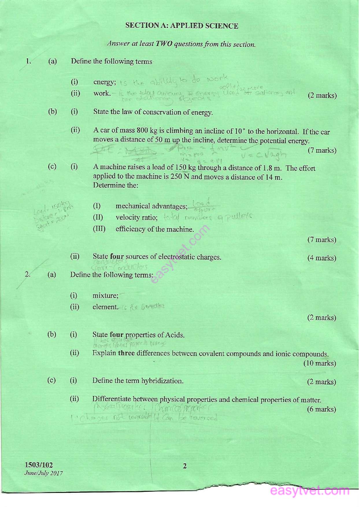 Applied Science and Electrical Principles (2017) — page 2 of 5