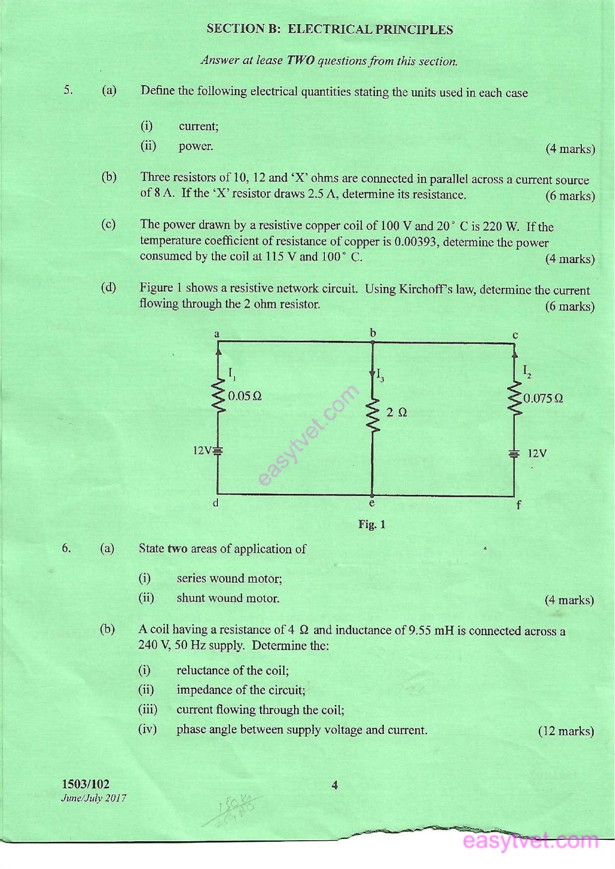 Applied Science and Electrical Principles (2017) — page 4 of 5