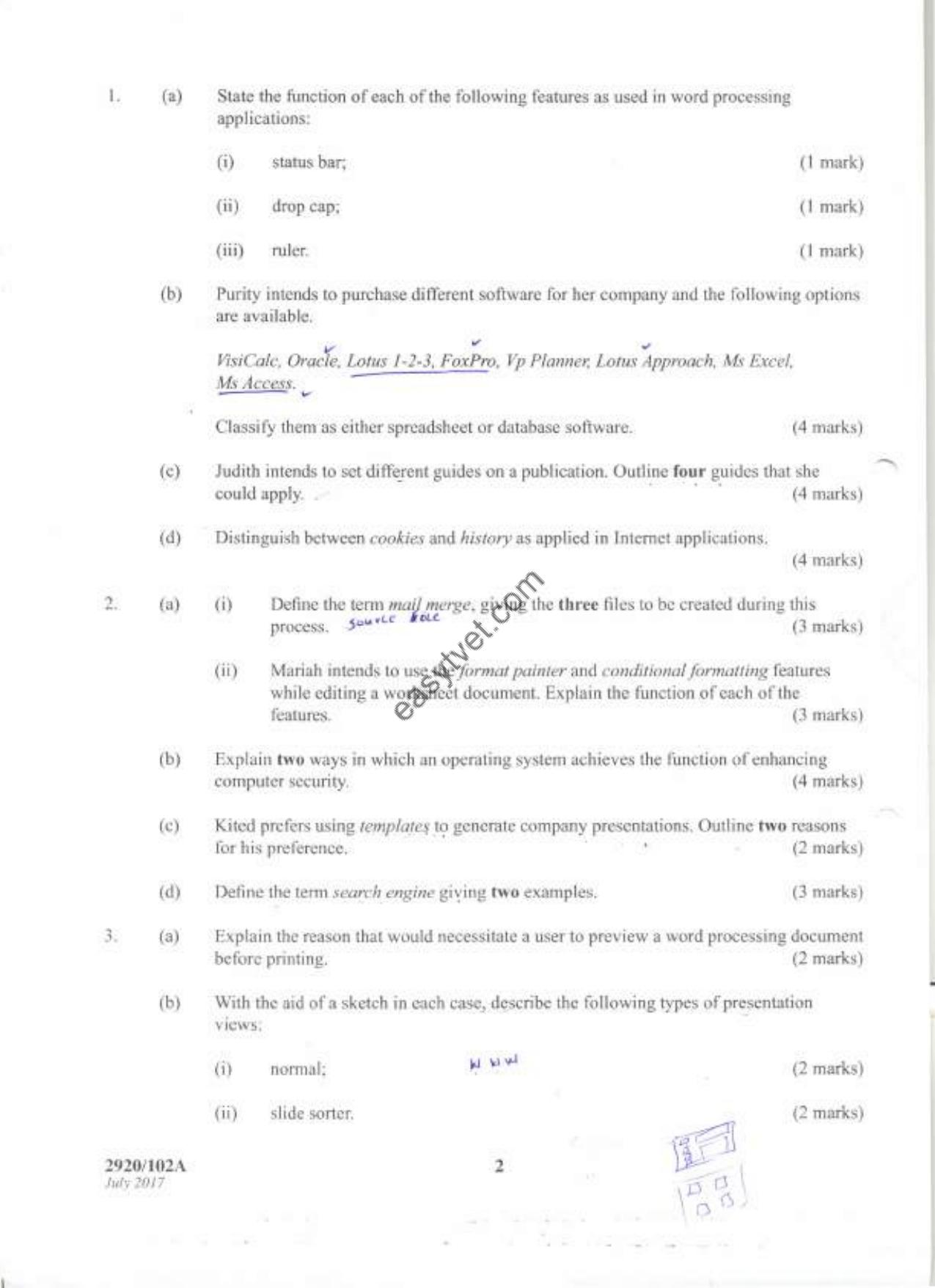 Computer Applications 1 (theory (2020) — page 2 of 4