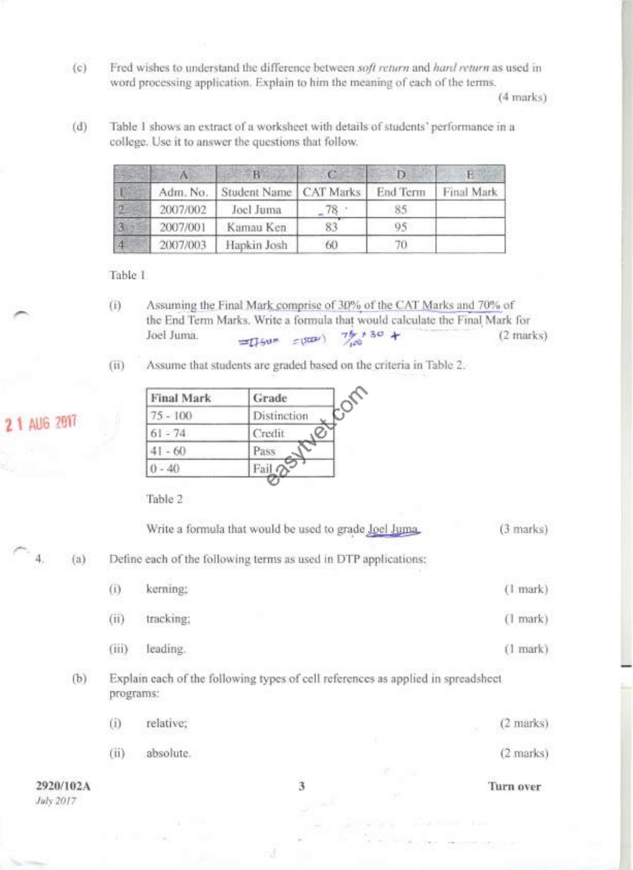 Computer Applications 1 (theory (2020) — page 3 of 4