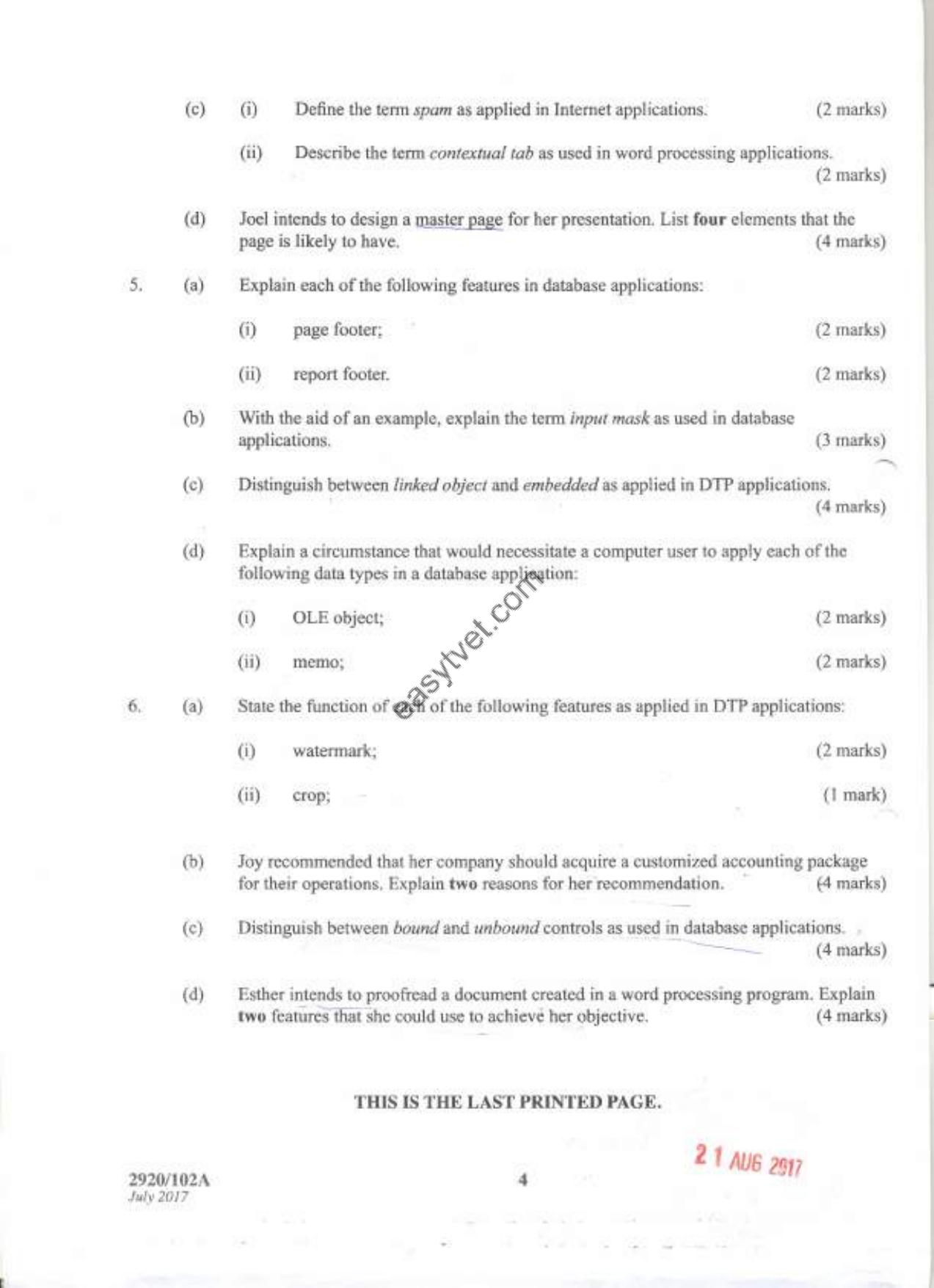 Computer Applications 1 (theory (2020) — page 4 of 4