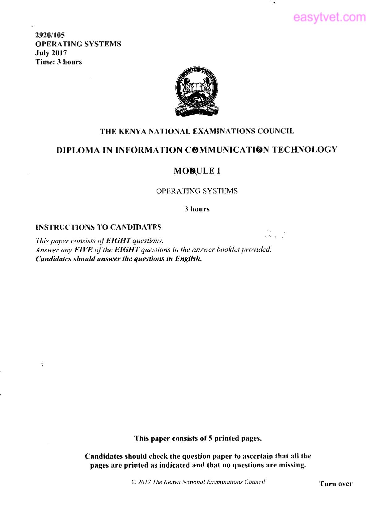 Operating Systems (2017) — page 1 of 5