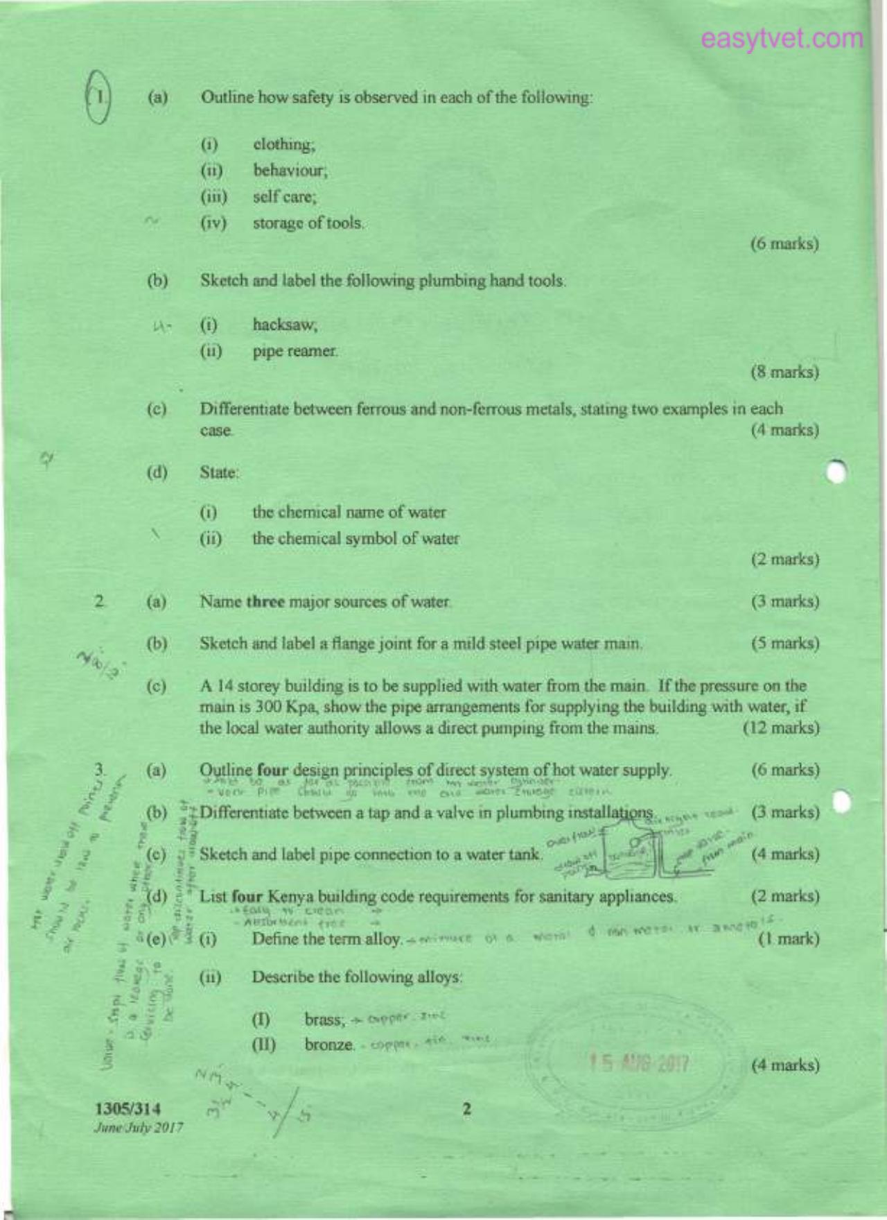 Craft Certificate in Plumbing (2017) — page 2 of 4