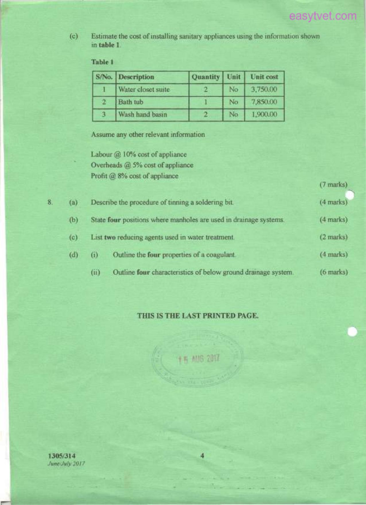 Craft Certificate in Plumbing (2017) — page 4 of 4
