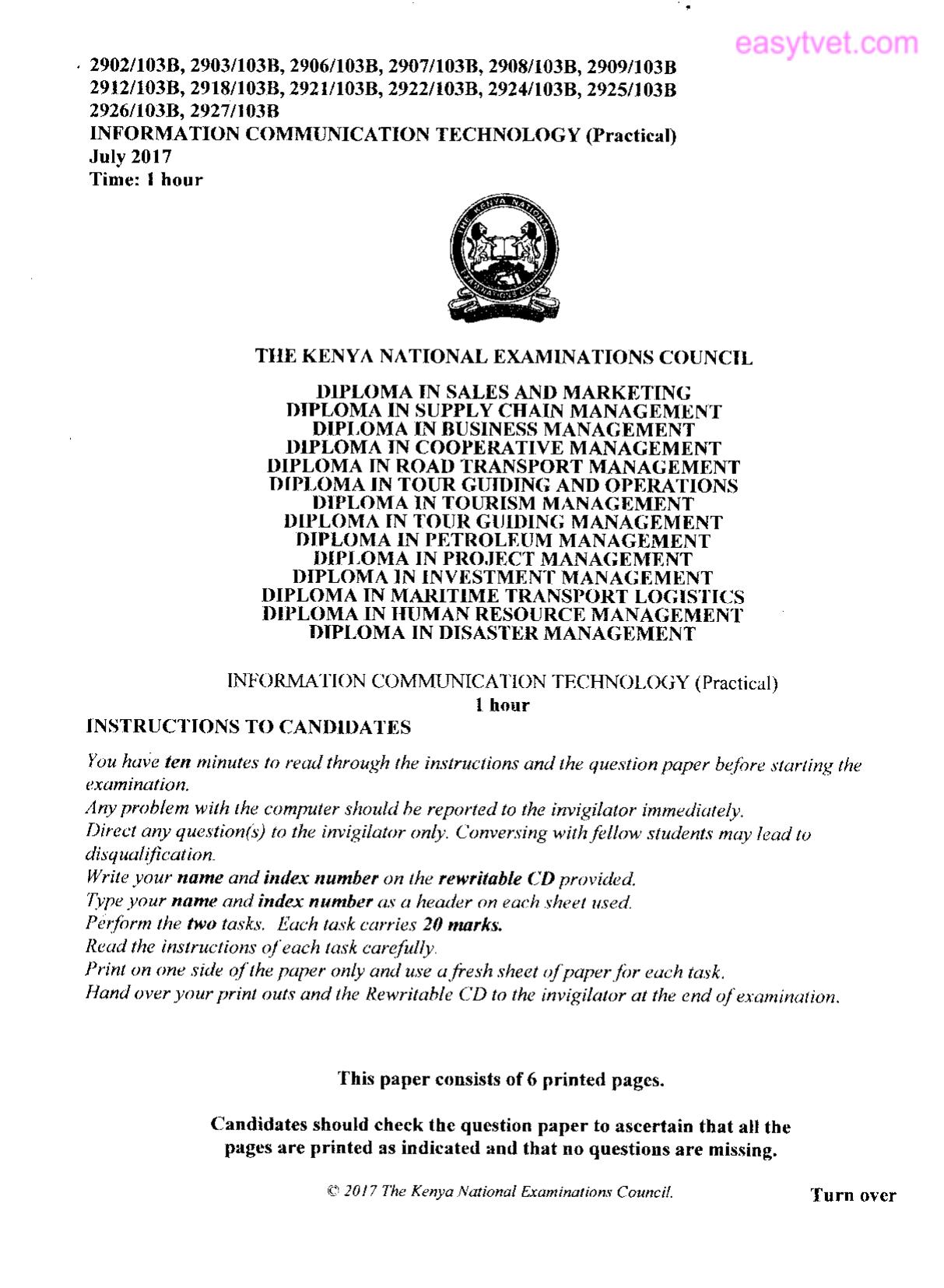 Diploma in Maritime Transport Logistics (2017) — page 1 of 6