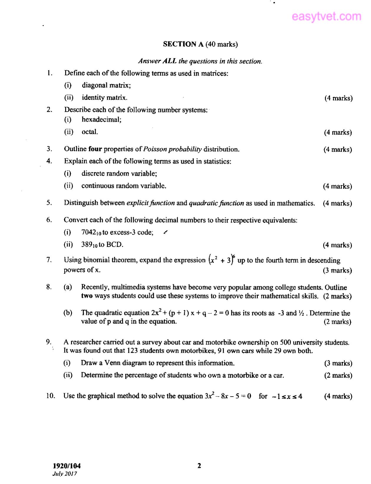 Mathematics (2017) — page 2 of 5