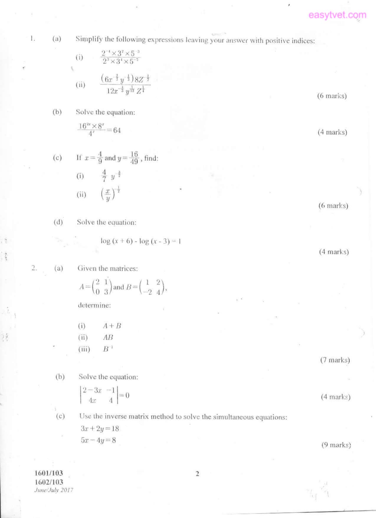 Mathematics T (2017) — page 2 of 5