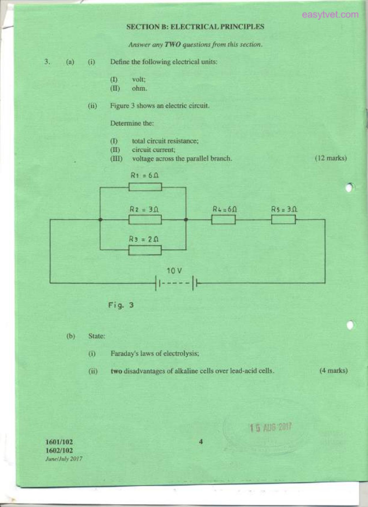 Applied Science, Electrical Principles 1 and Electronics (2007) — page 4 of 7