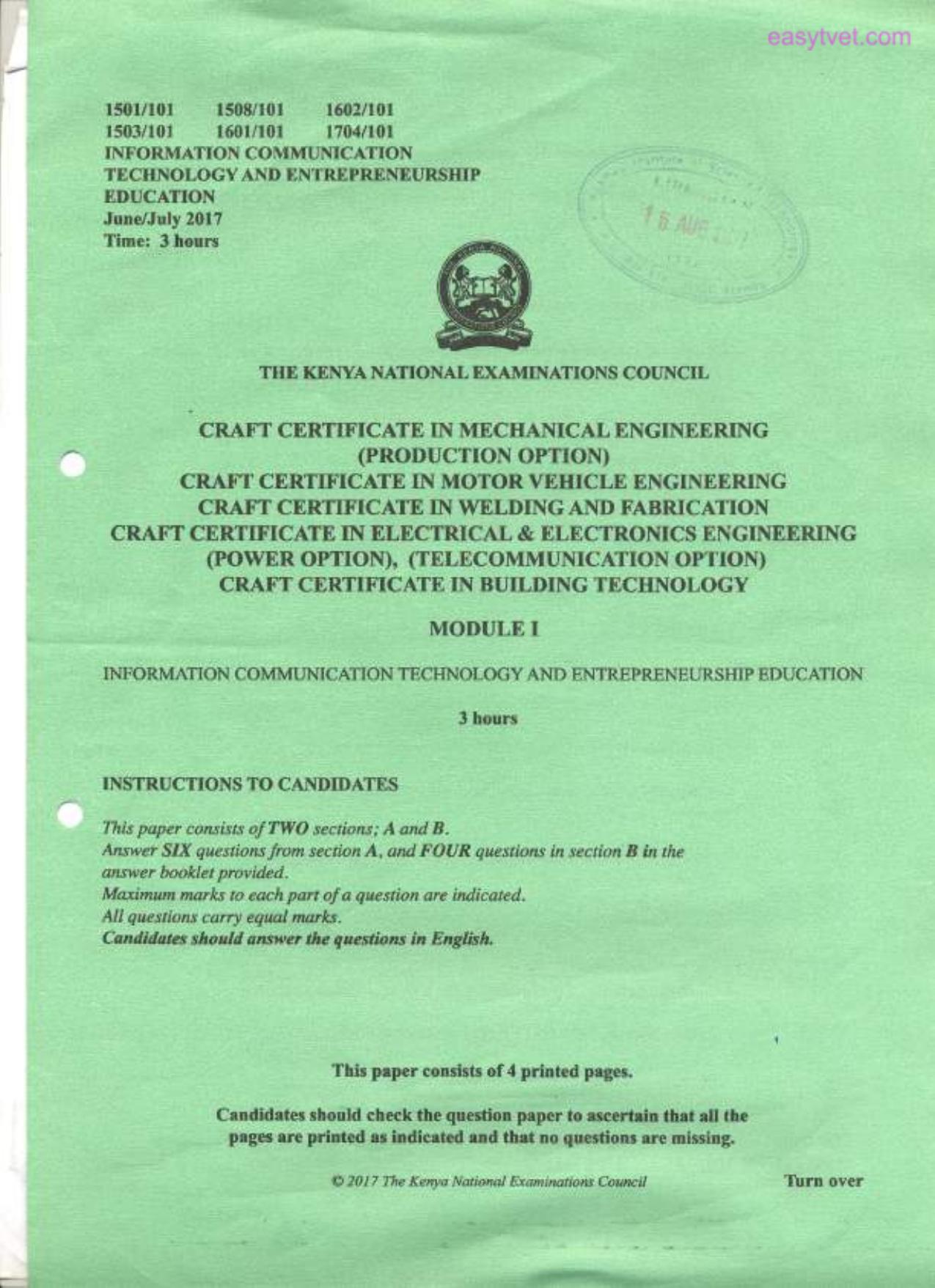 Information Communication Technology and Entrepreneurship Education (2017) — page 1 of 4