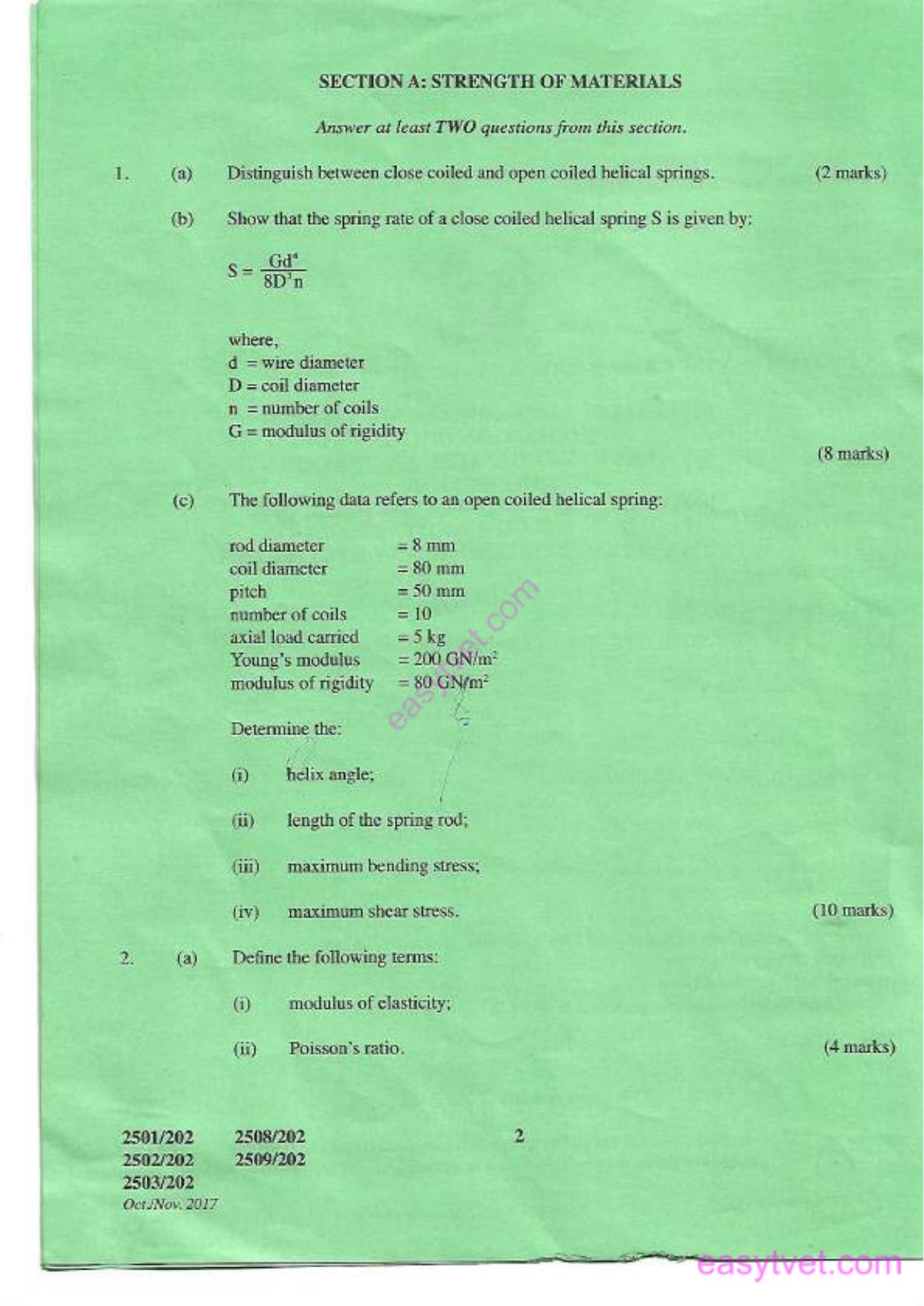 Strength of Materials and Mechanics of Machimnes (2017) — page 2 of 7