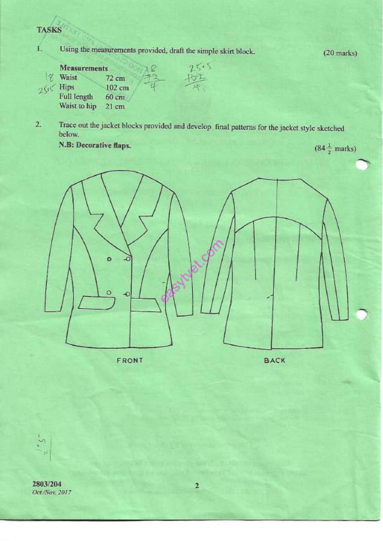 Pattern Construction I and Grading Techniques (2017) — page 2 of 5
