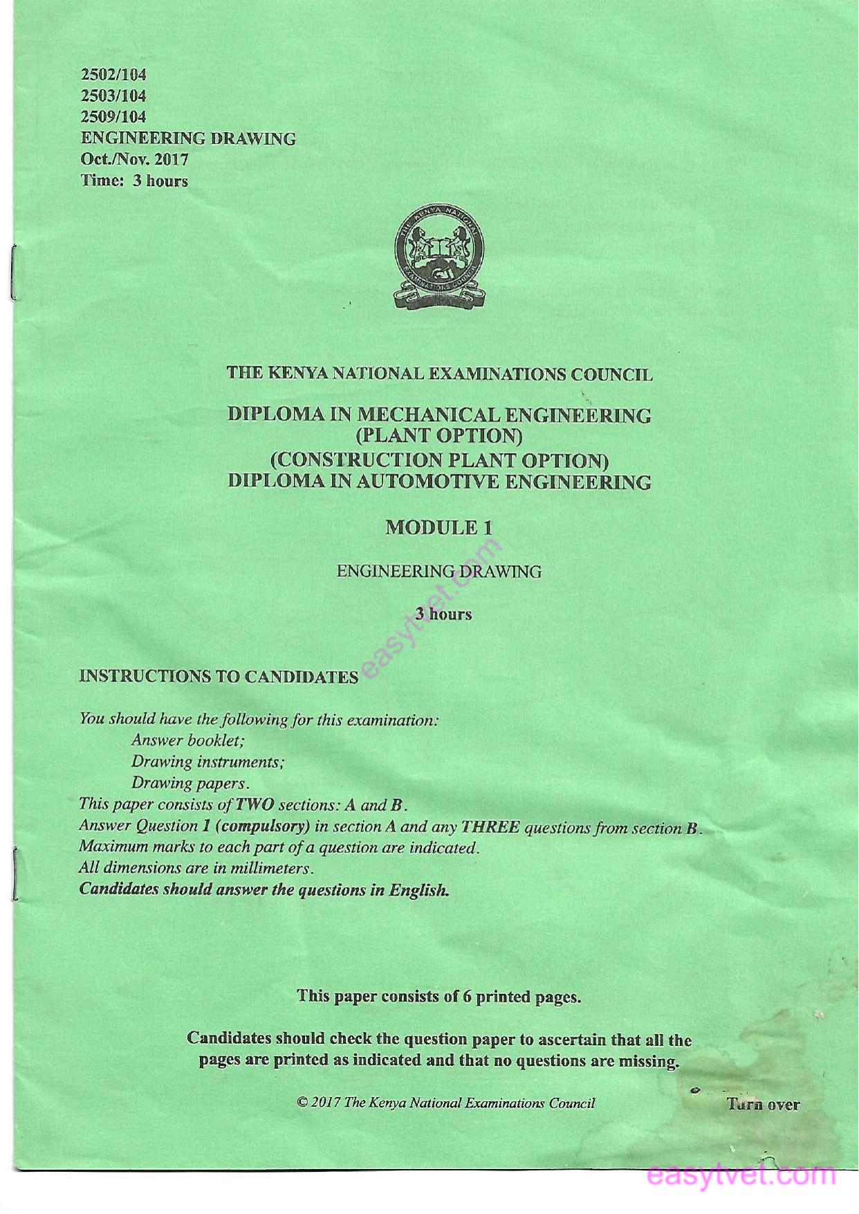 Engineering Drawing (2017) — page 1 of 6