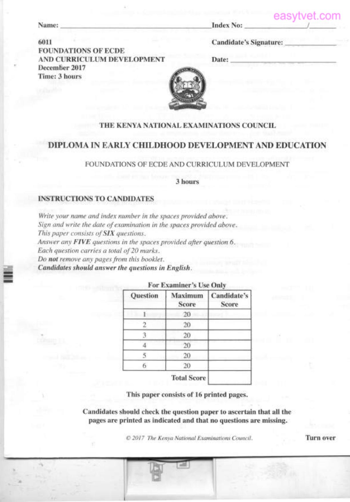 Foundations of Ecde and Cureiculum Development (2017) — page 1 of 4