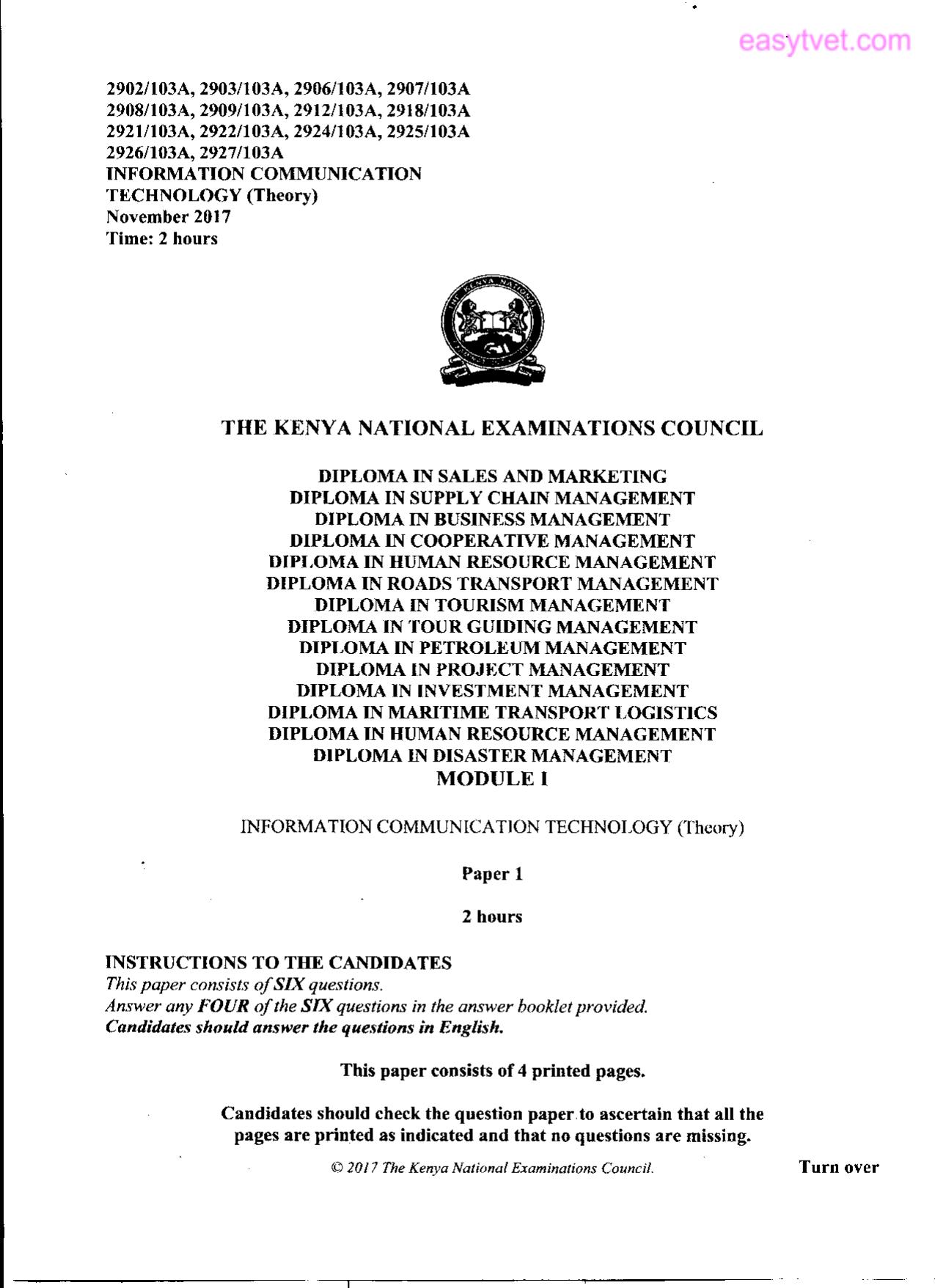 Diploma in Maritime Transport Logistics (2017) — page 1 of 4