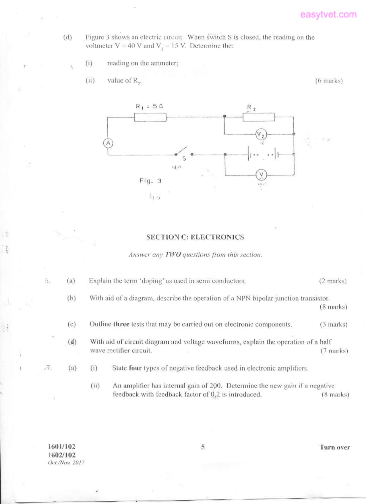 Applied Science, Electrical Principles 1 and Electronics (2017) — page 5 of 6