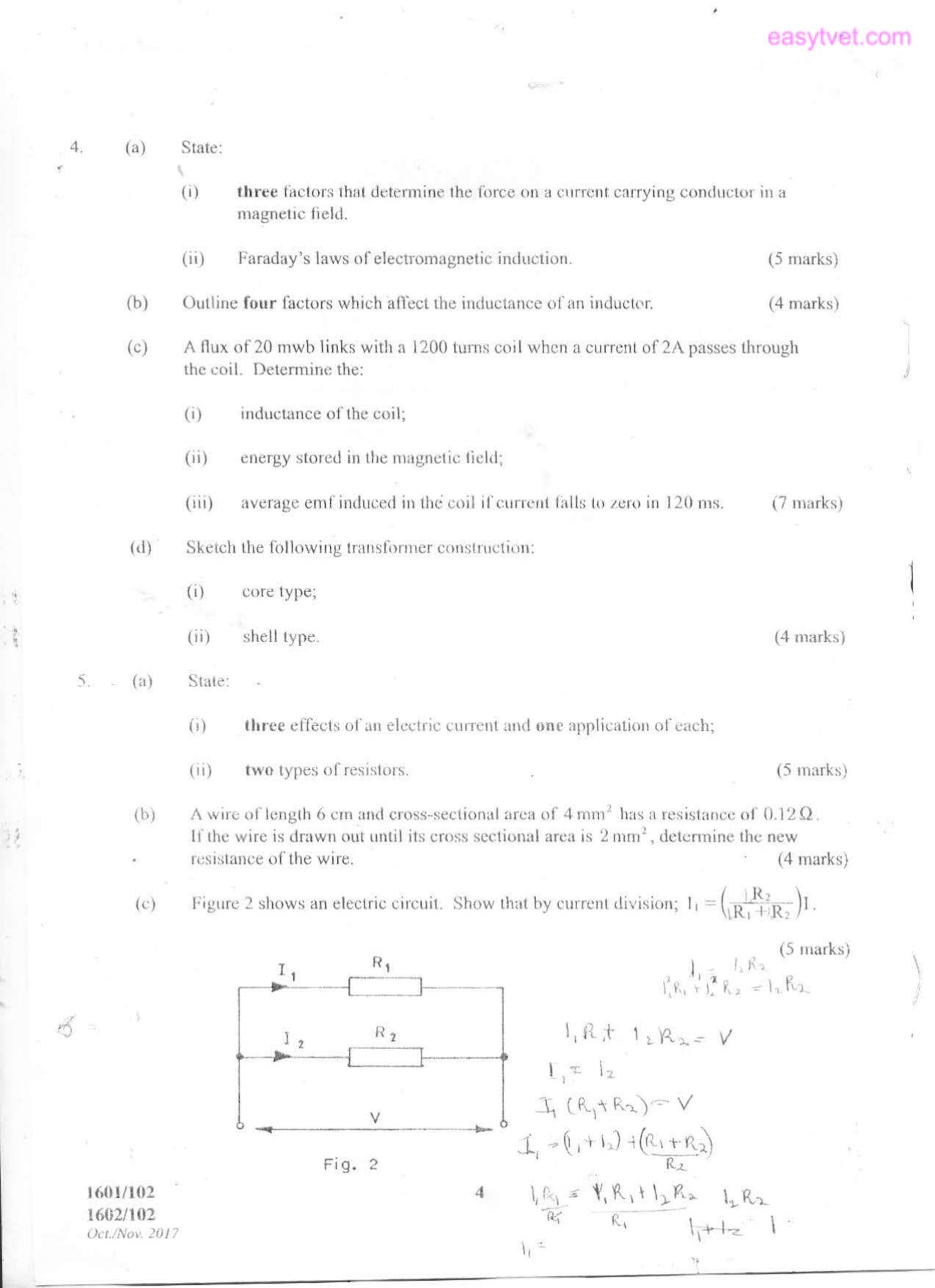 Applied Science, Electrical Principles 1 and Electronics (2017) — page 4 of 6