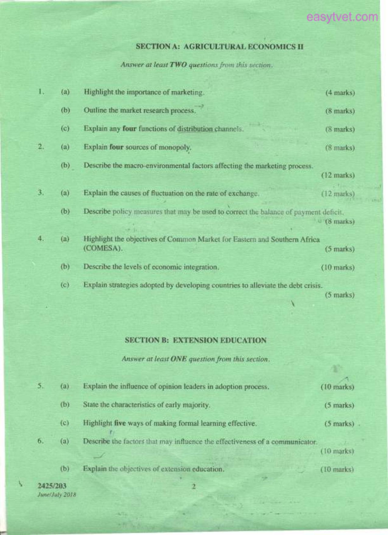 Agricultural Economics 11, Extension Education and Home Econdmics (2018) — page 2 of 3