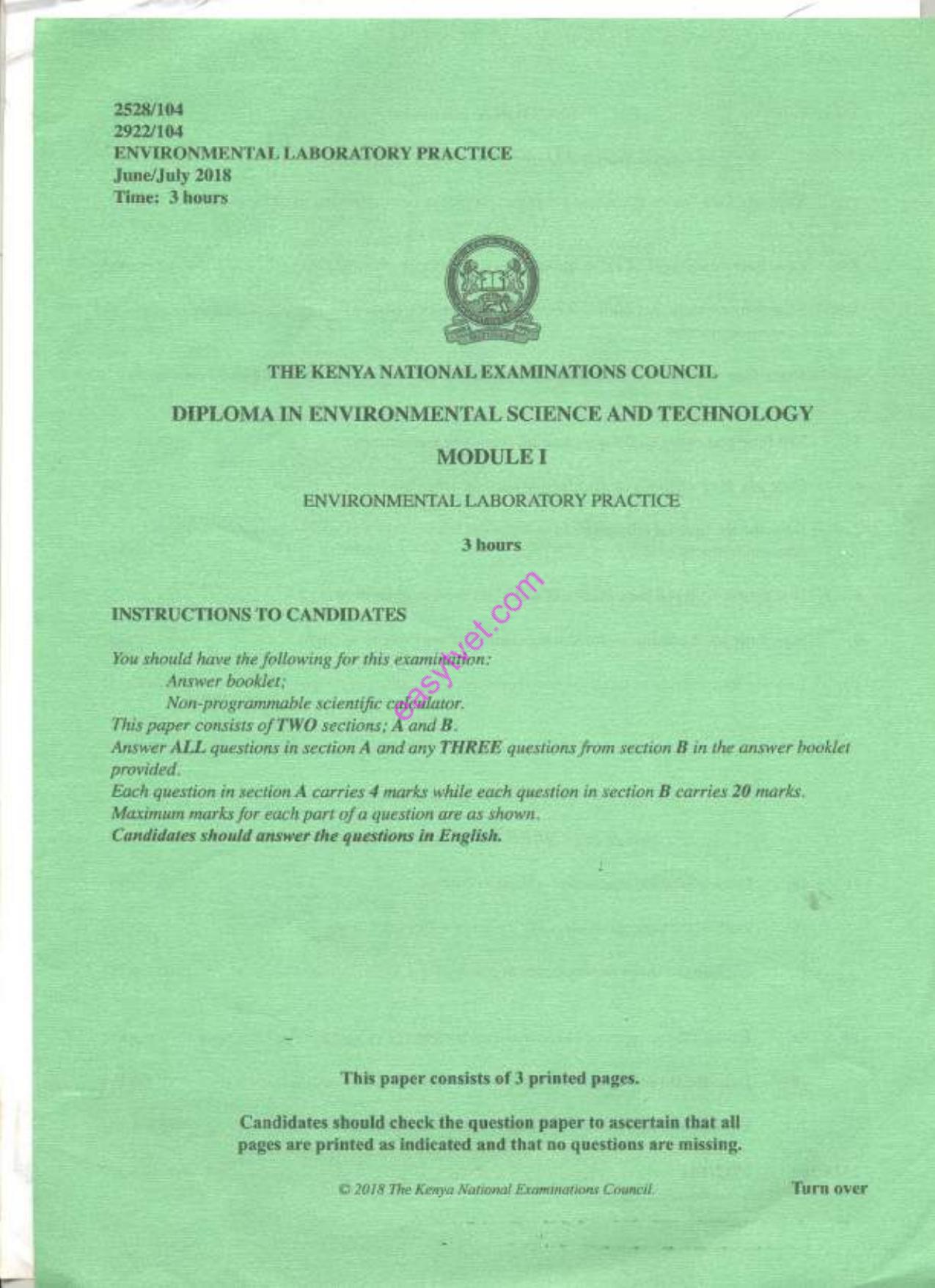 Environmental Laboratory Practice (2018) — page 1 of 3